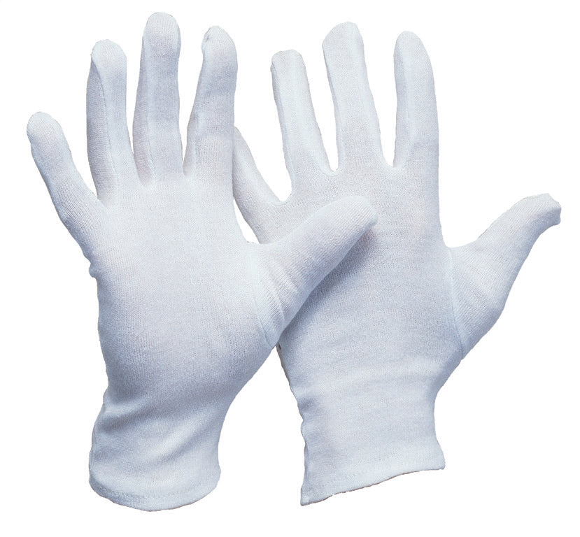 Baumwoll-Trikot-Handschuh | weiß gebleicht | Herrengröße 