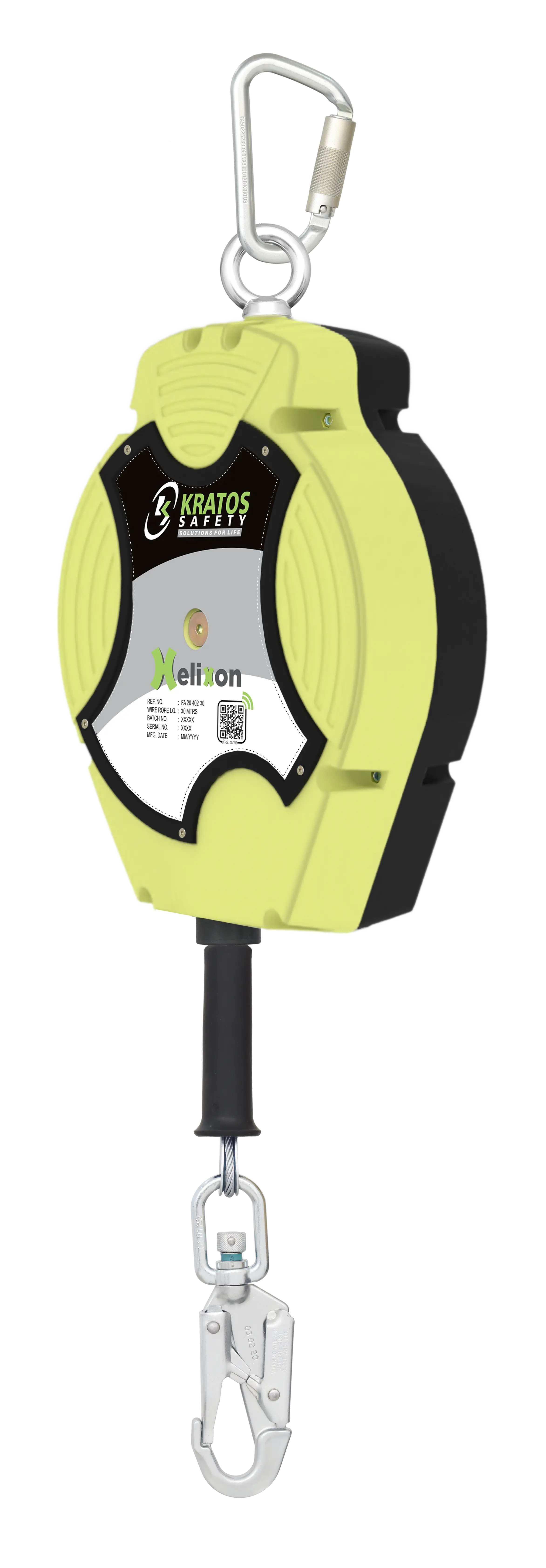 HELIXON   Absturzsicherung mit automatischem Rückzug Polymergehäuse an Drahtseil aus verzinktem Stahl 20 m  - EX-Zone 1