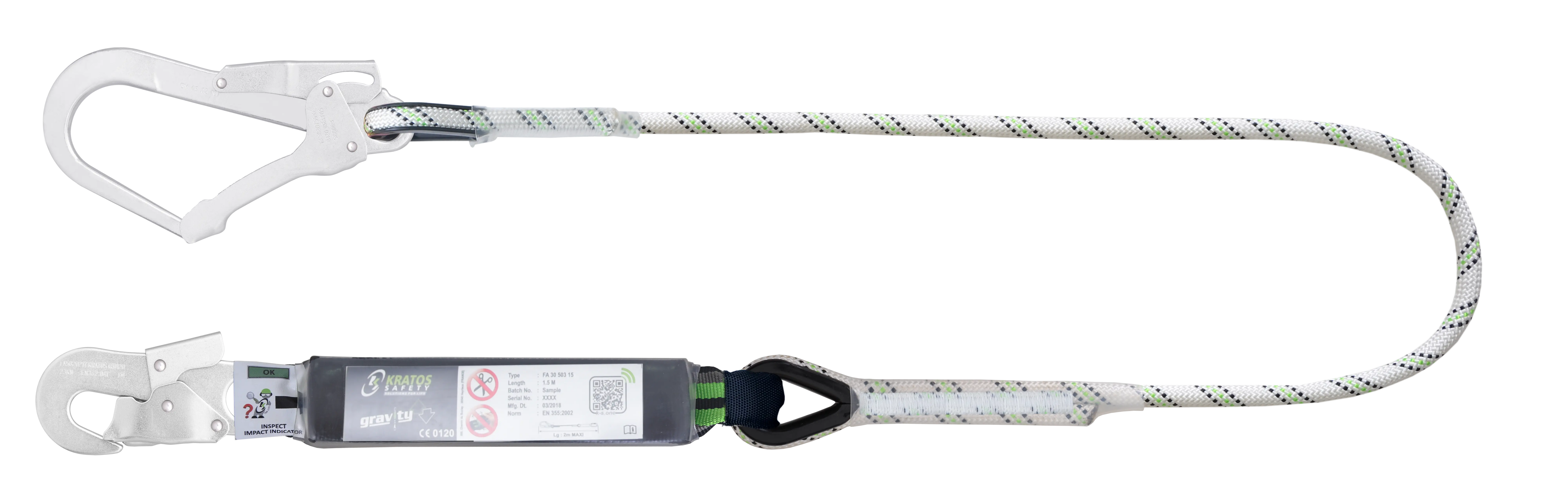 HOPE - Verbindungsmittel mit Falldämpfer aus Kernmantelseil 1,50 m mit Karabiner FA 50 202 17 und FA 50 207 55