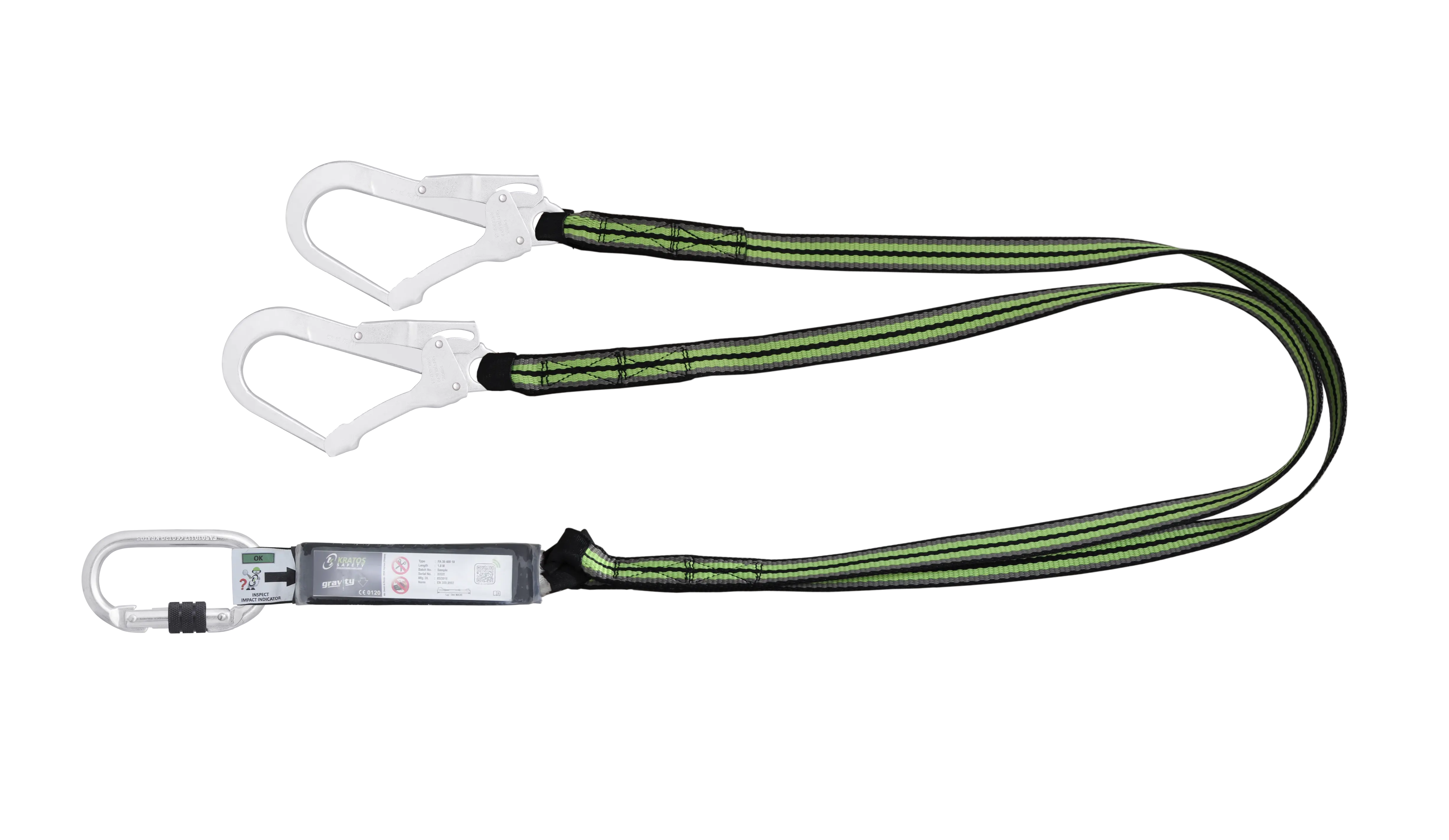 HOPE - Y-Verbindungsmittel mit Falldämpfer aus Gurtband 1,80 m mit Karabiner FA5010117 und 2 x FA5020755