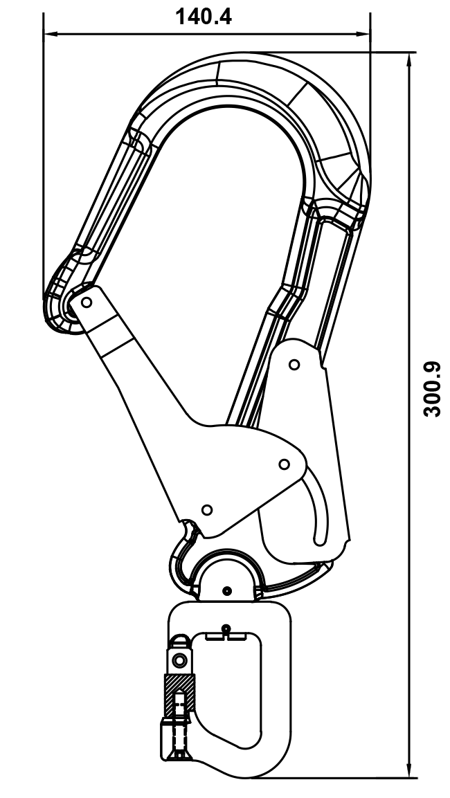 HUKA-2 - Karabinerhaken aus Aluminium, Typ Keylock mit Drehwirbel