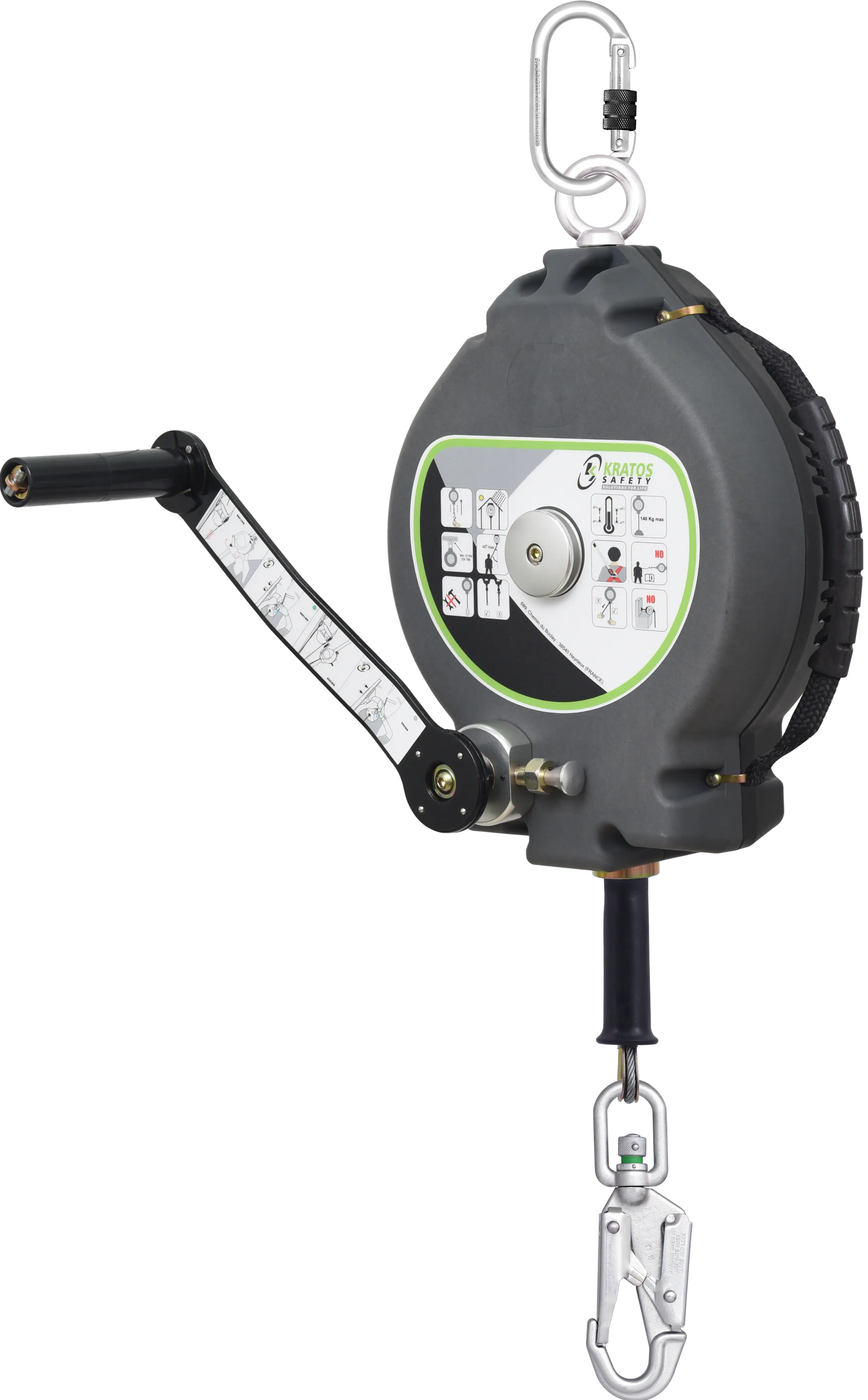 KALYPSO Edelstahl Drahtseil, Absturzsicherung mit automatischem integriertem Rückzug 30 m