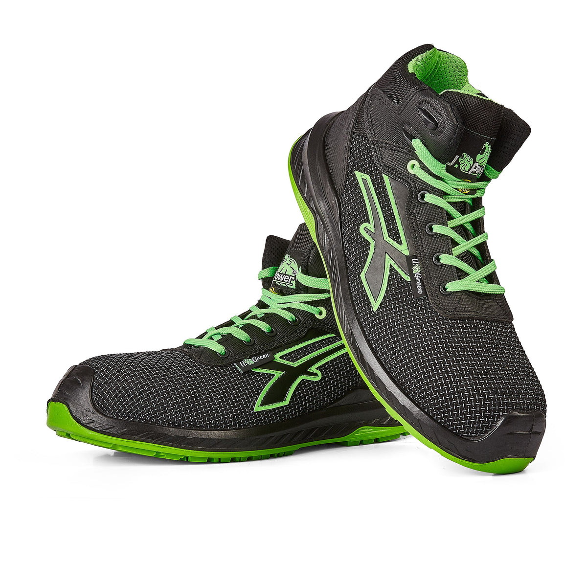 U-Power Sicherheitshochschuhe S3S LAKE UK s ESD BLACK / VERDE FLUO