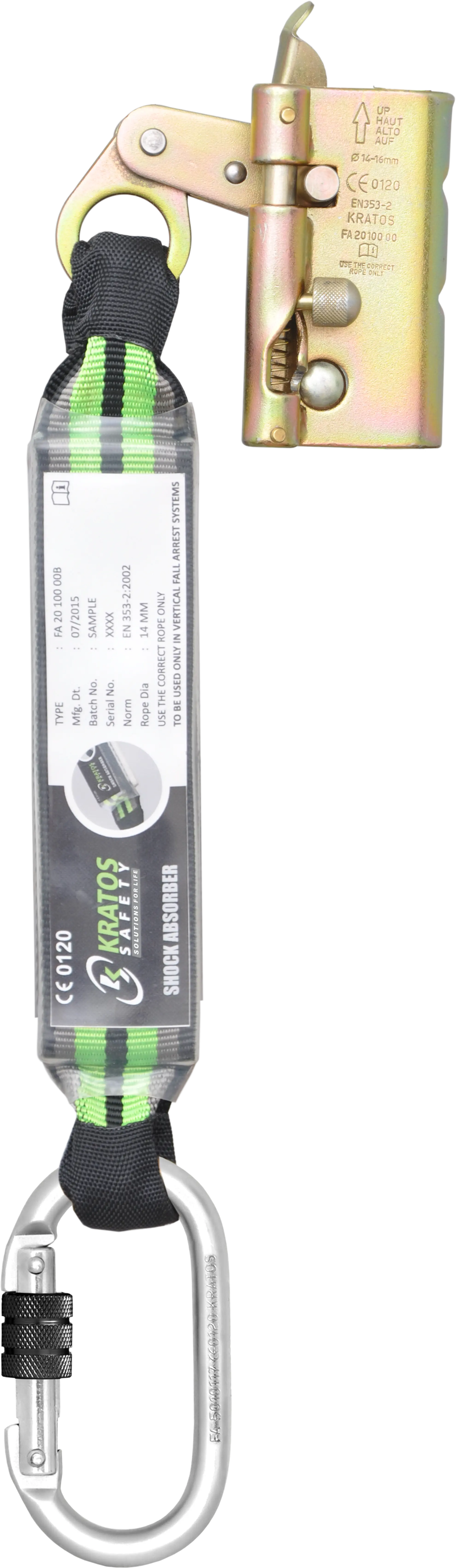 LOFTY-A, Mitlaufendes Auffanggerät für gedrehtes Seil mit 14-16 mm Durchmesser mit Bandfalldämpfer