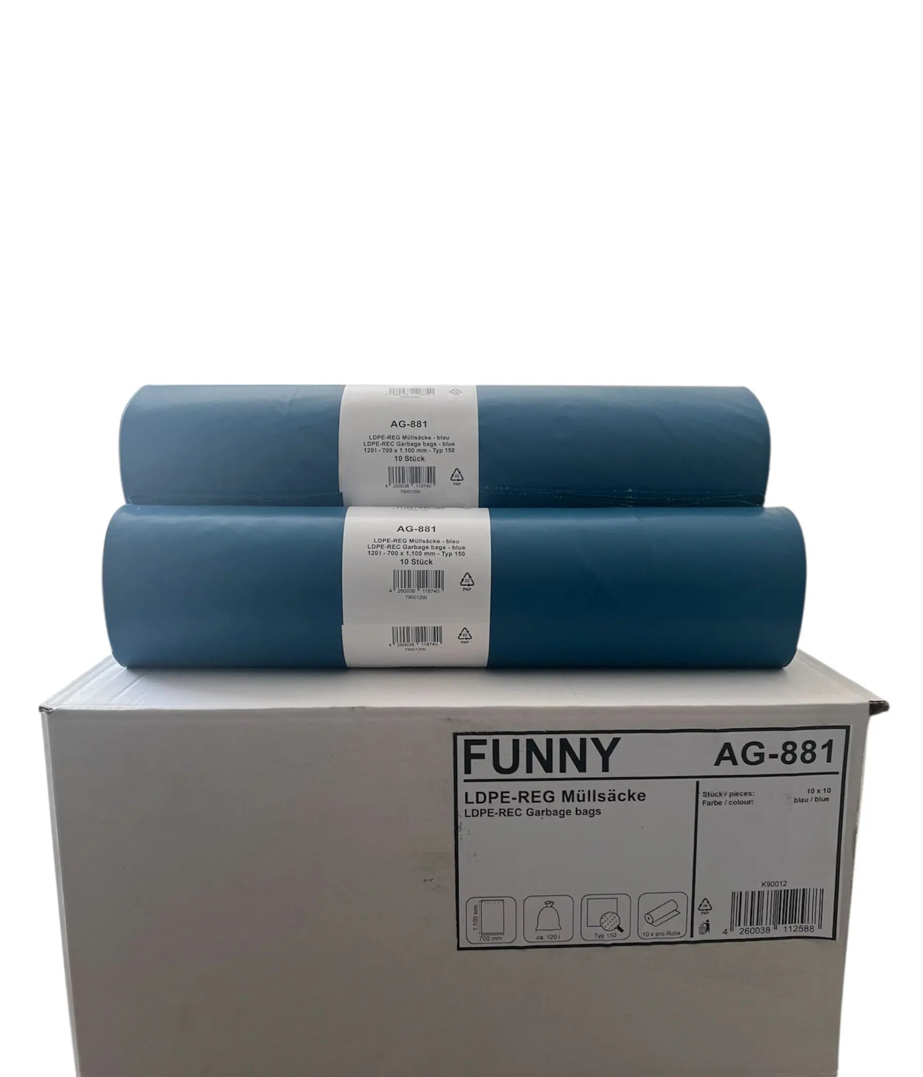 Müllsäcke für schwere Abfälle Funny Typ 150, 120 Liter, blau Plock