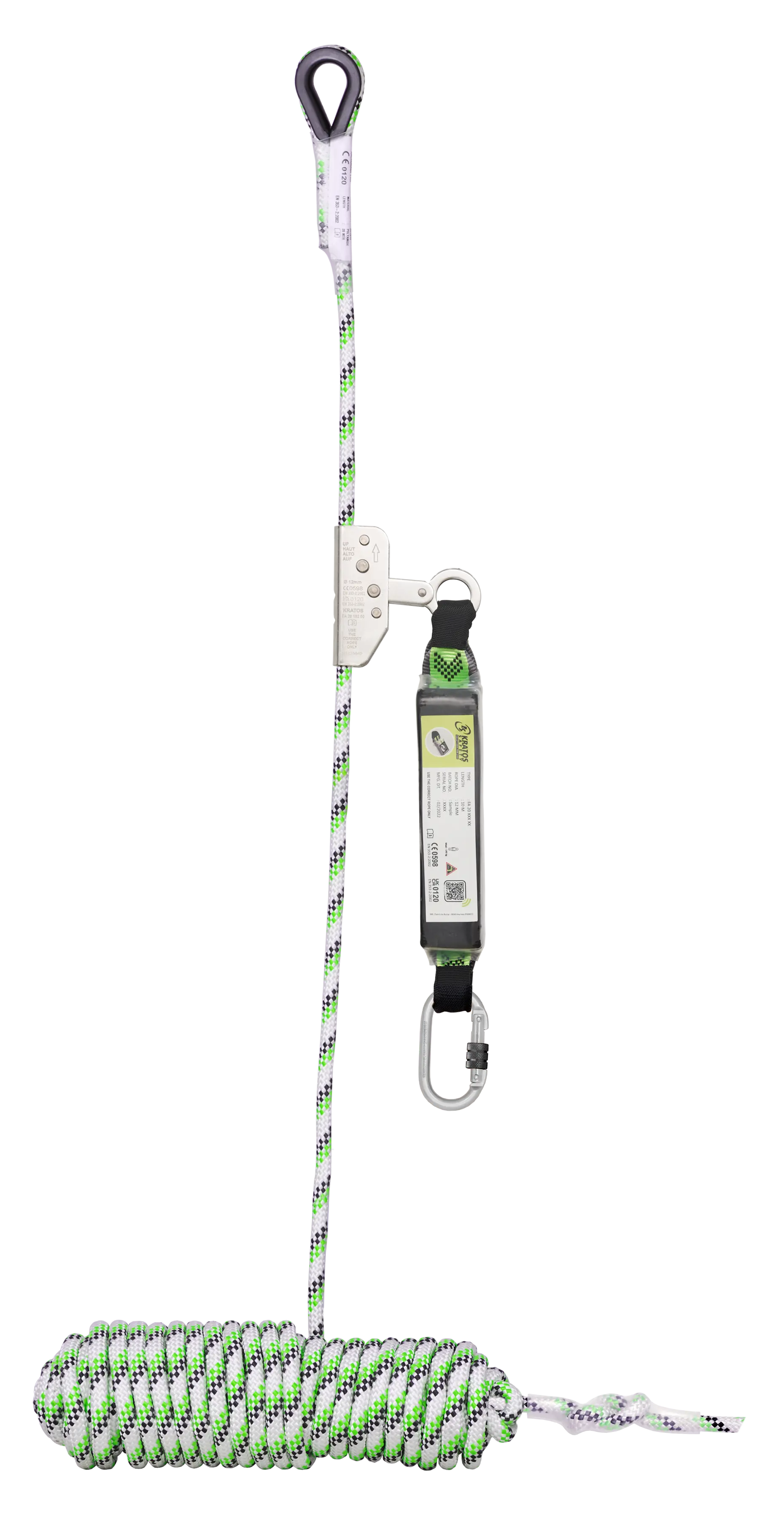 NIRO-S, Mitlaufendes Auffanggerät auf Kernmantelseil Länge 50 Meter, mit Bandfalldämpfer