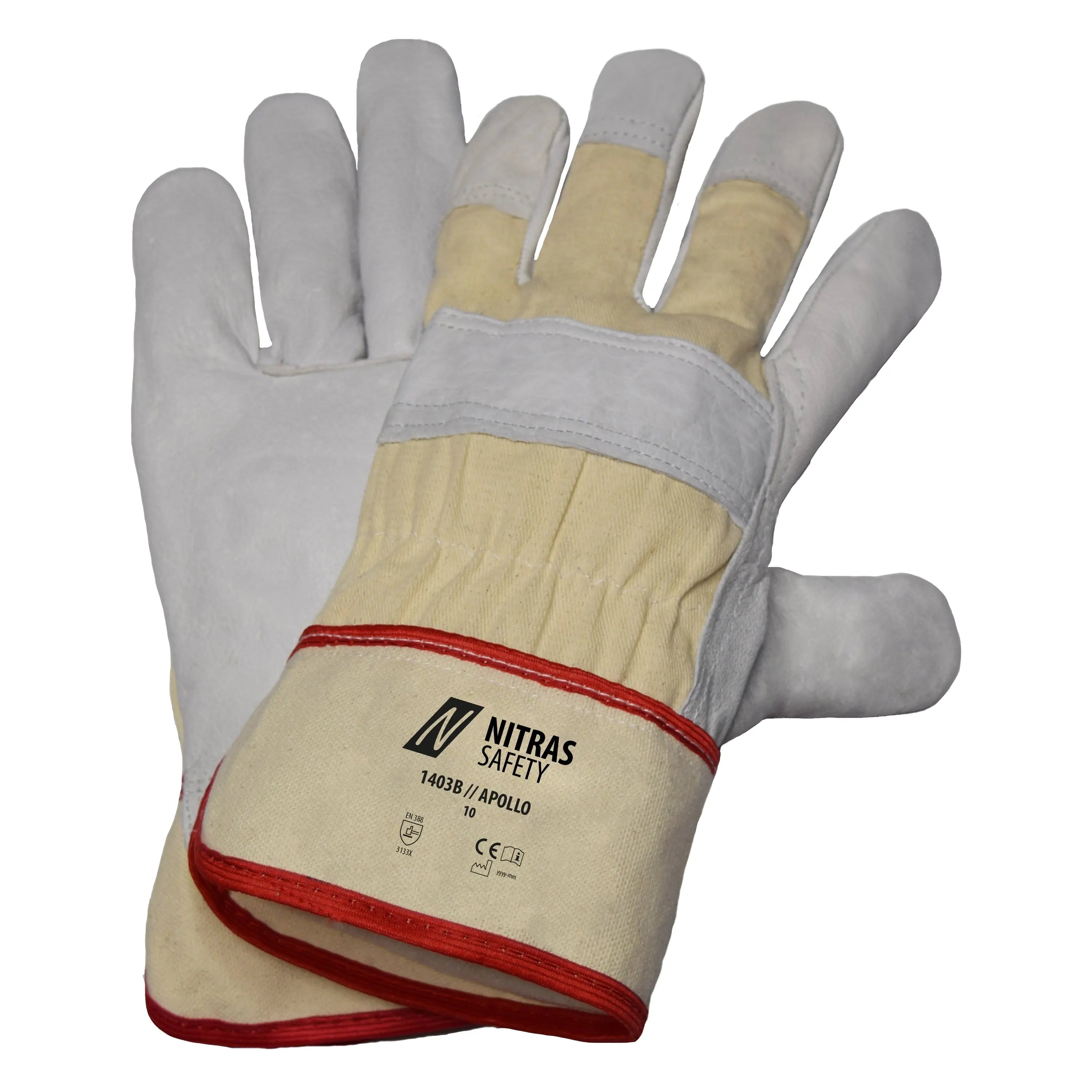 NITRAS APOLLO, Rindvolllederhandschuhe, naturfarben / grau, EN 388 - KERA Arbeitsschutz