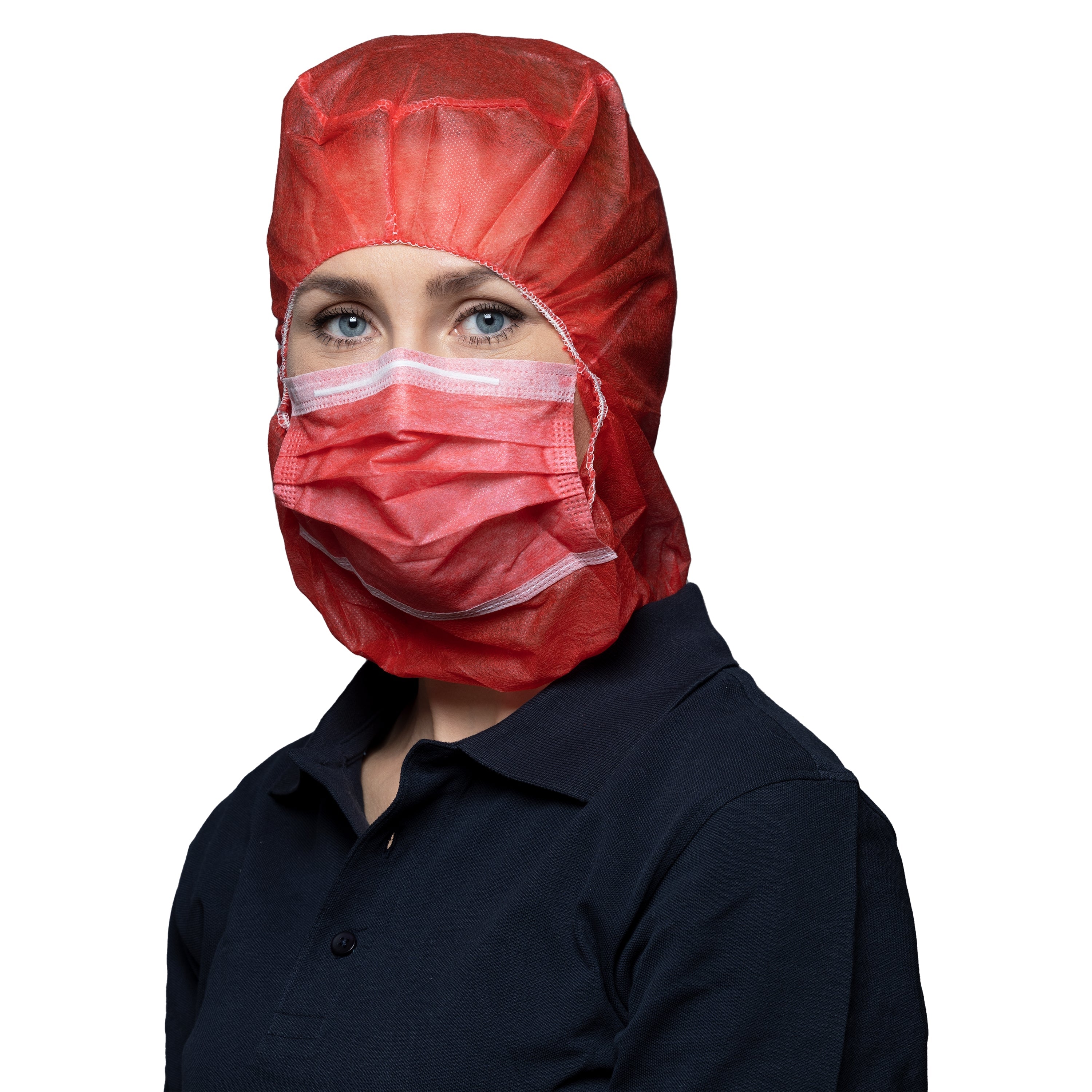 NITRAS Astronautenhaube mit Hygienemaske, rot, im Karton 1000 Stück 