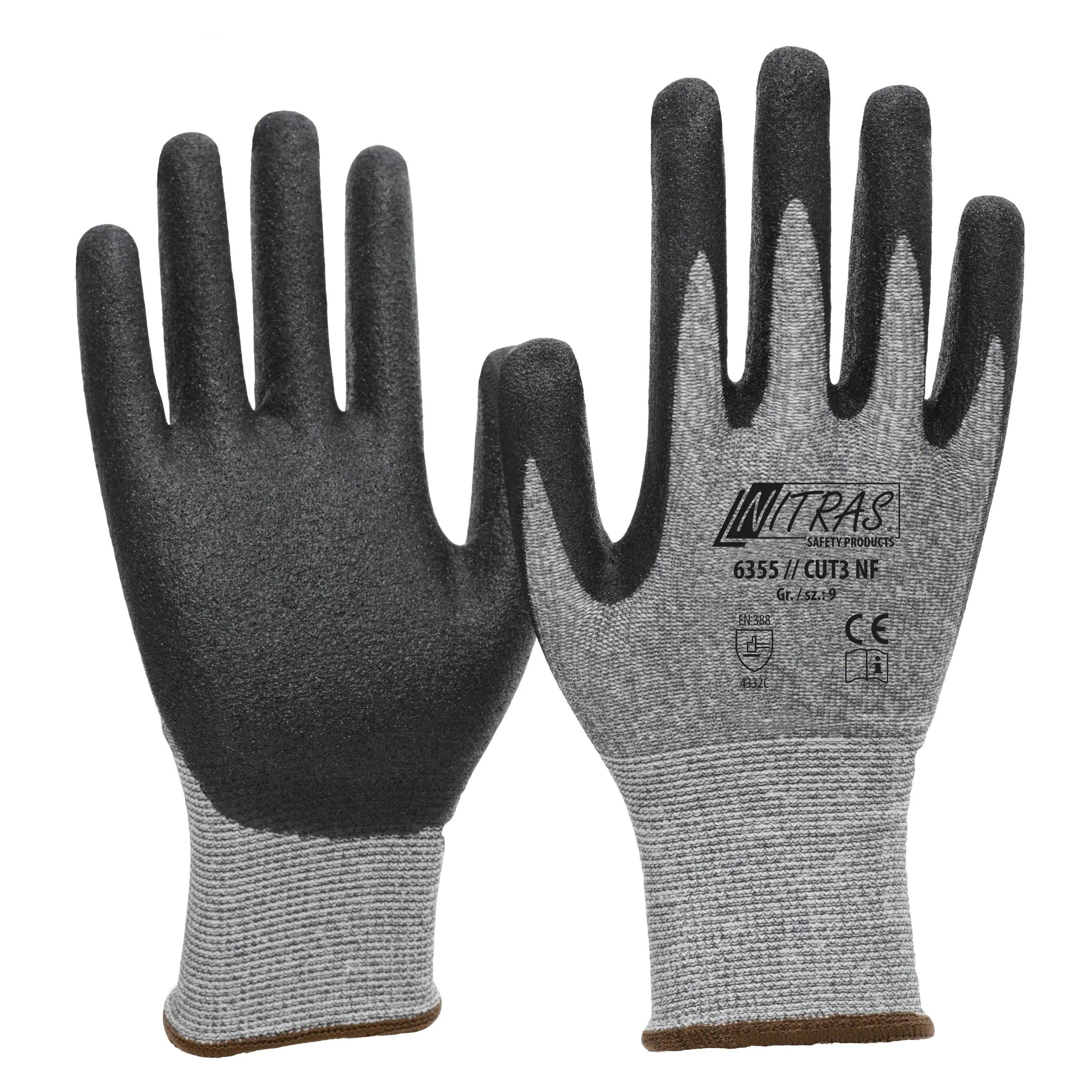 NITRAS CUT3 NF, Schnittschutzhandschuhe, grau / schwarz, EN 388 - KERA Arbeitsschutz
