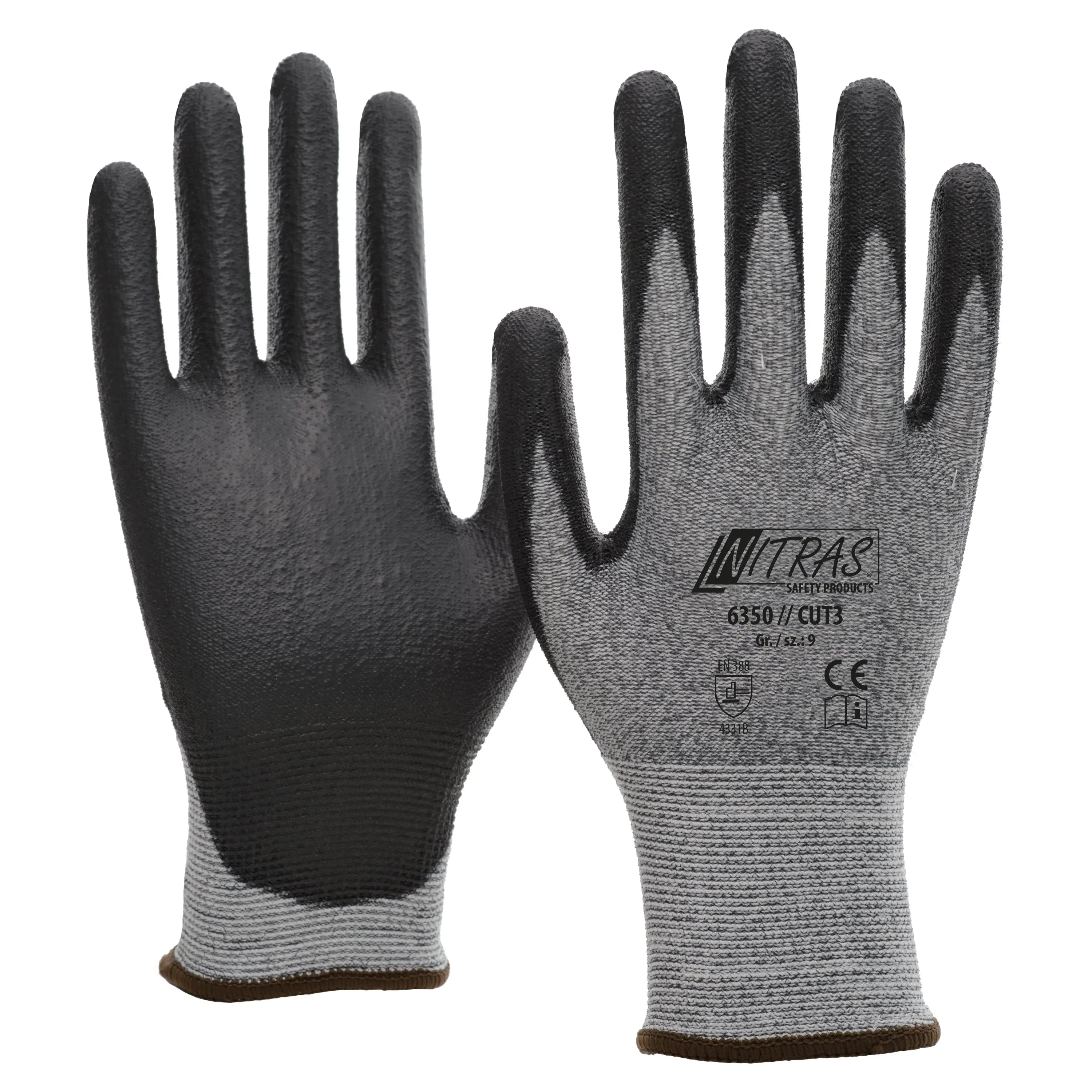 NITRAS CUT3, Schnittschutzhandschuhe, grau / schwarz, EN 388 - KERA Arbeitsschutz