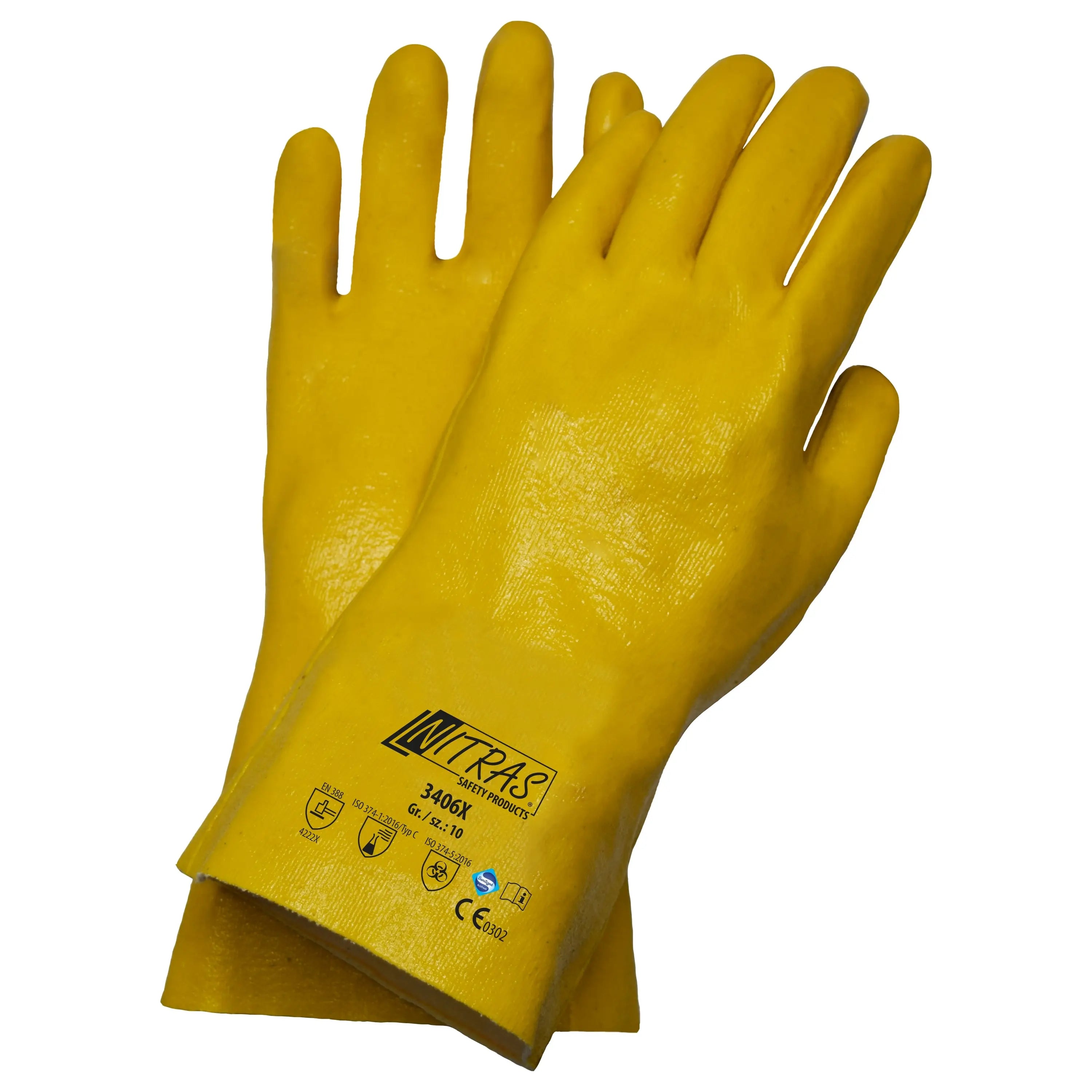 NITRAS Chemikalienschutzhandschuhe, naturfarben / gelb, EN 388, EN ISO 374 - KERA Arbeitsschutz