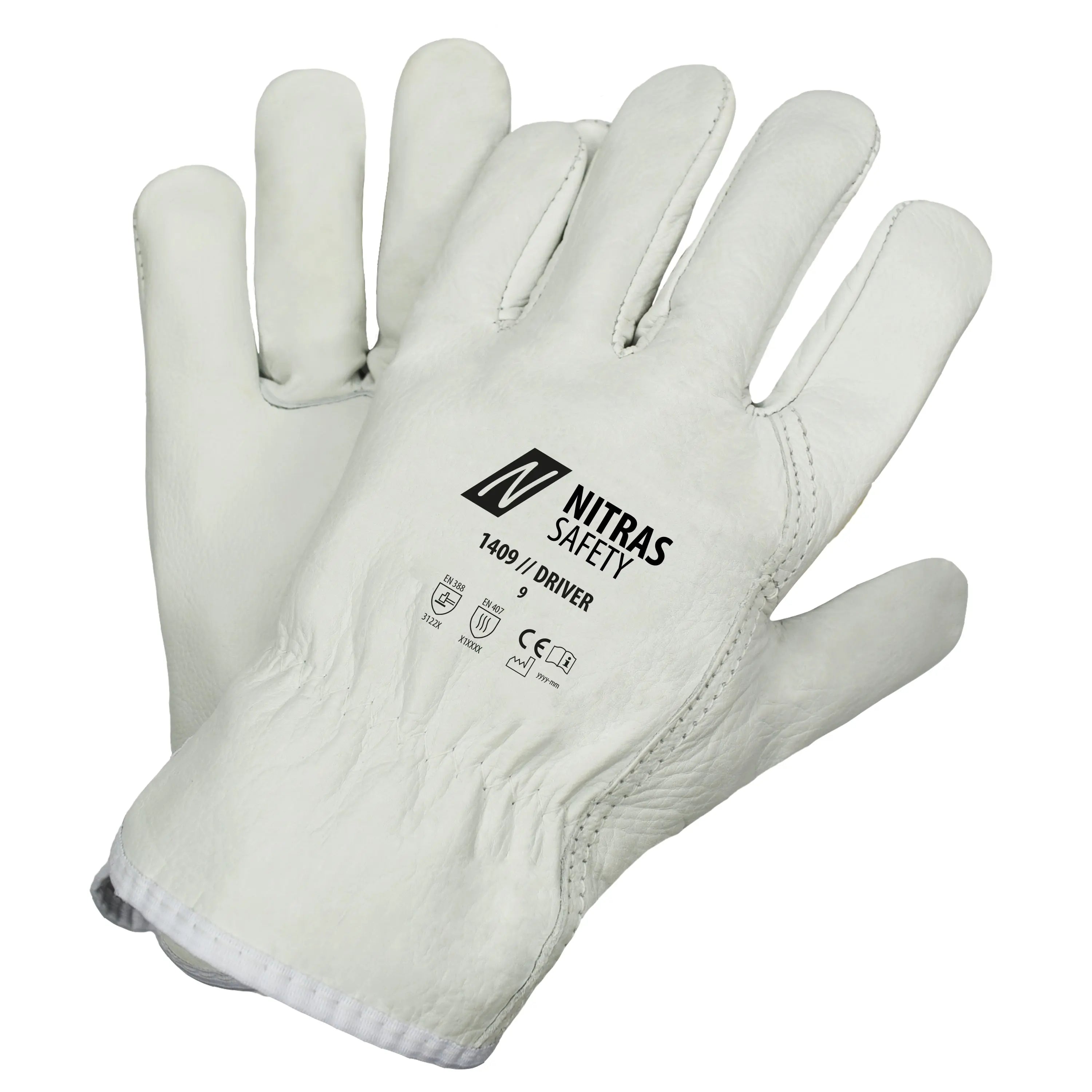 NITRAS DRIVER, Rindvolllederhandschuhe, grau, EN 388, EN 407 - KERA Arbeitsschutz