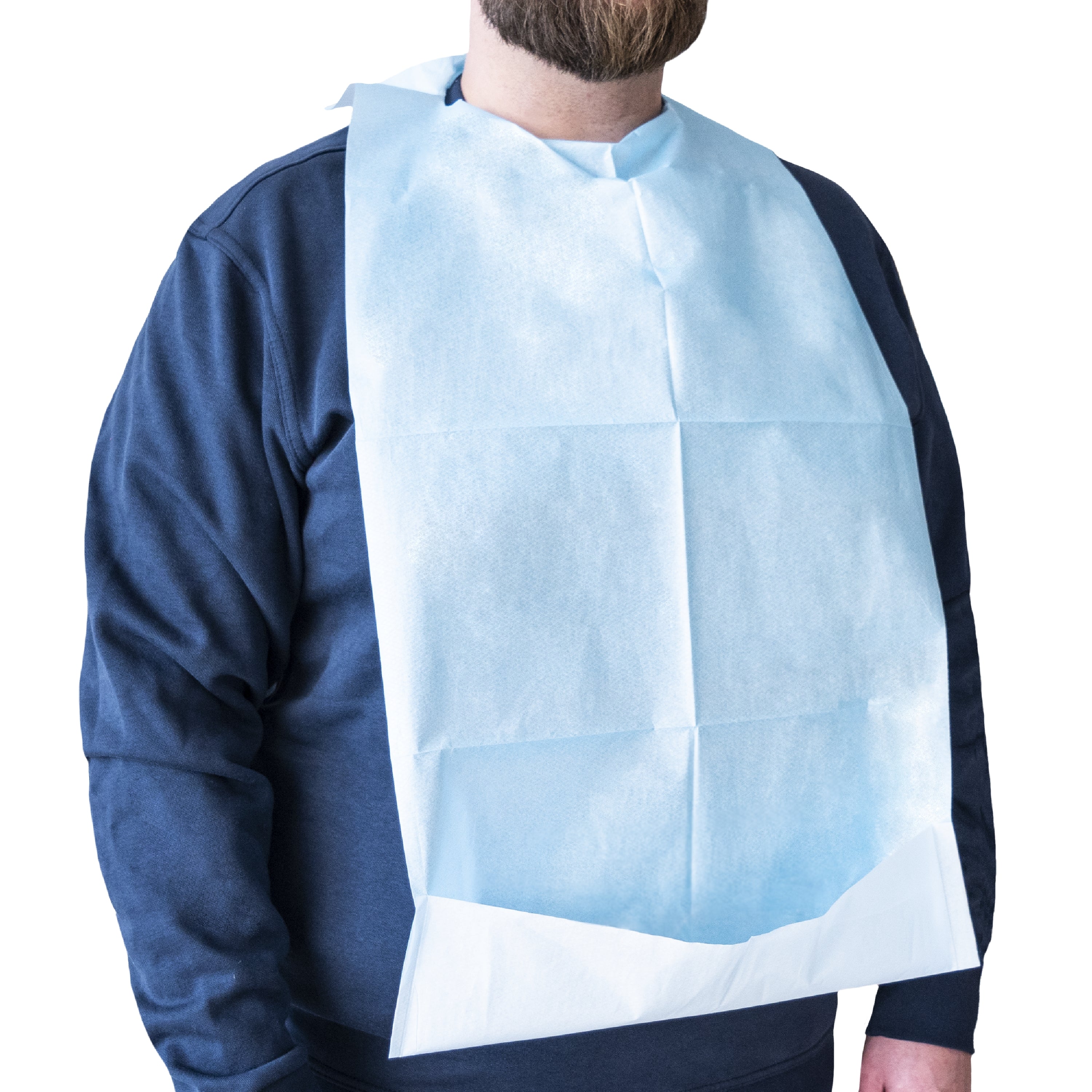NITRAS Einmal-Esslätzchen mit Auffangtasche, blau / weiß, im Karton 500 Stück 