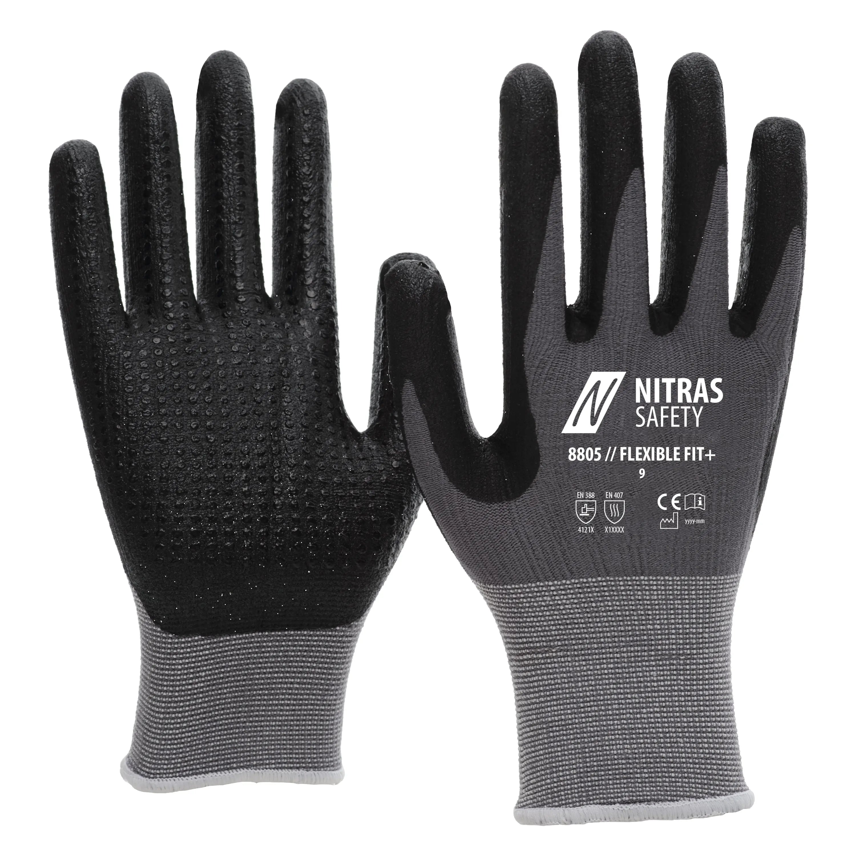 NITRAS FLEXIBLE FIT+, grau / schwarz, EN 388, EN 407, OEKO-TEX - KERA Arbeitsschutz