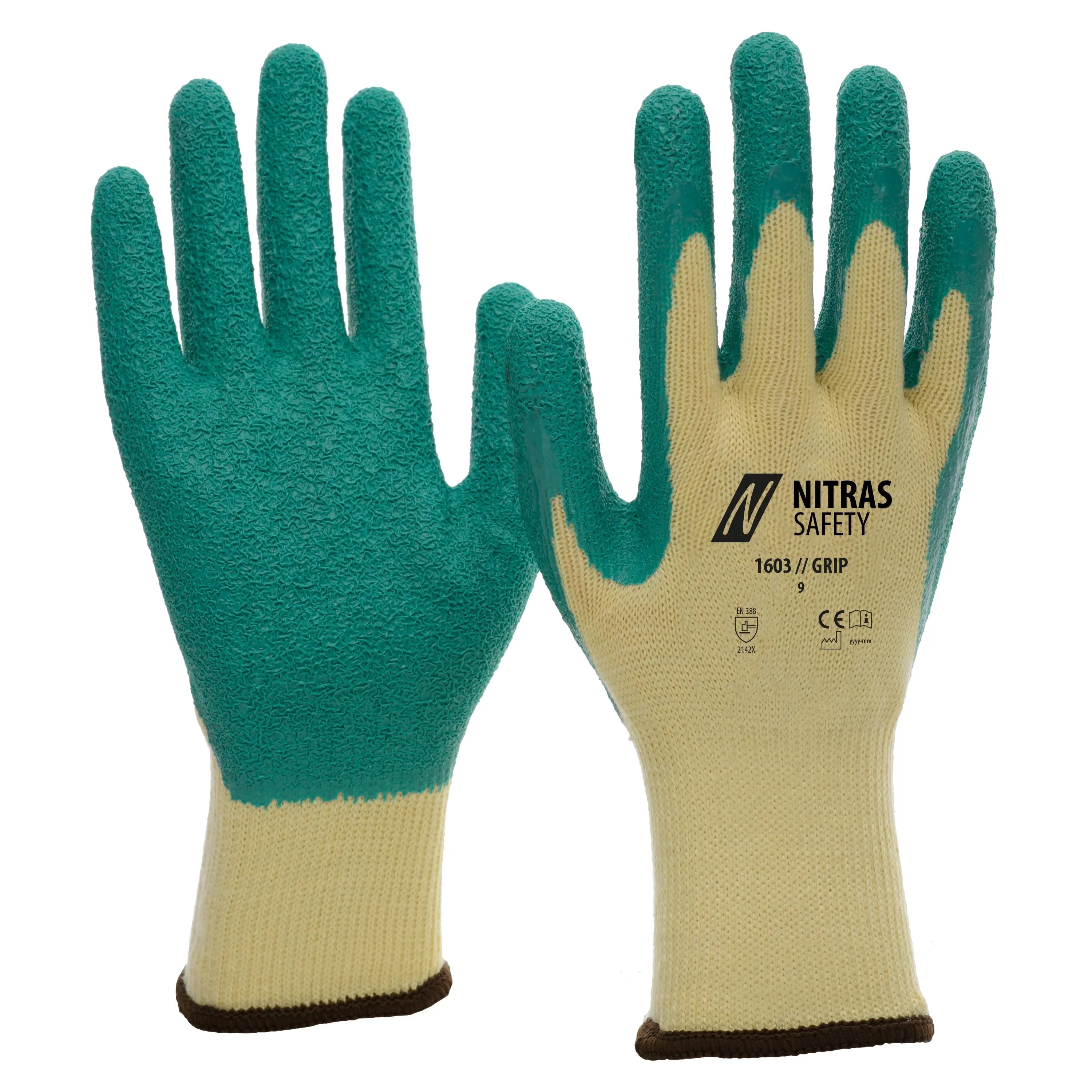 NITRAS GRIP, Latexhandschuhe, gelb / grün, EN 388 - KERA Arbeitsschutz