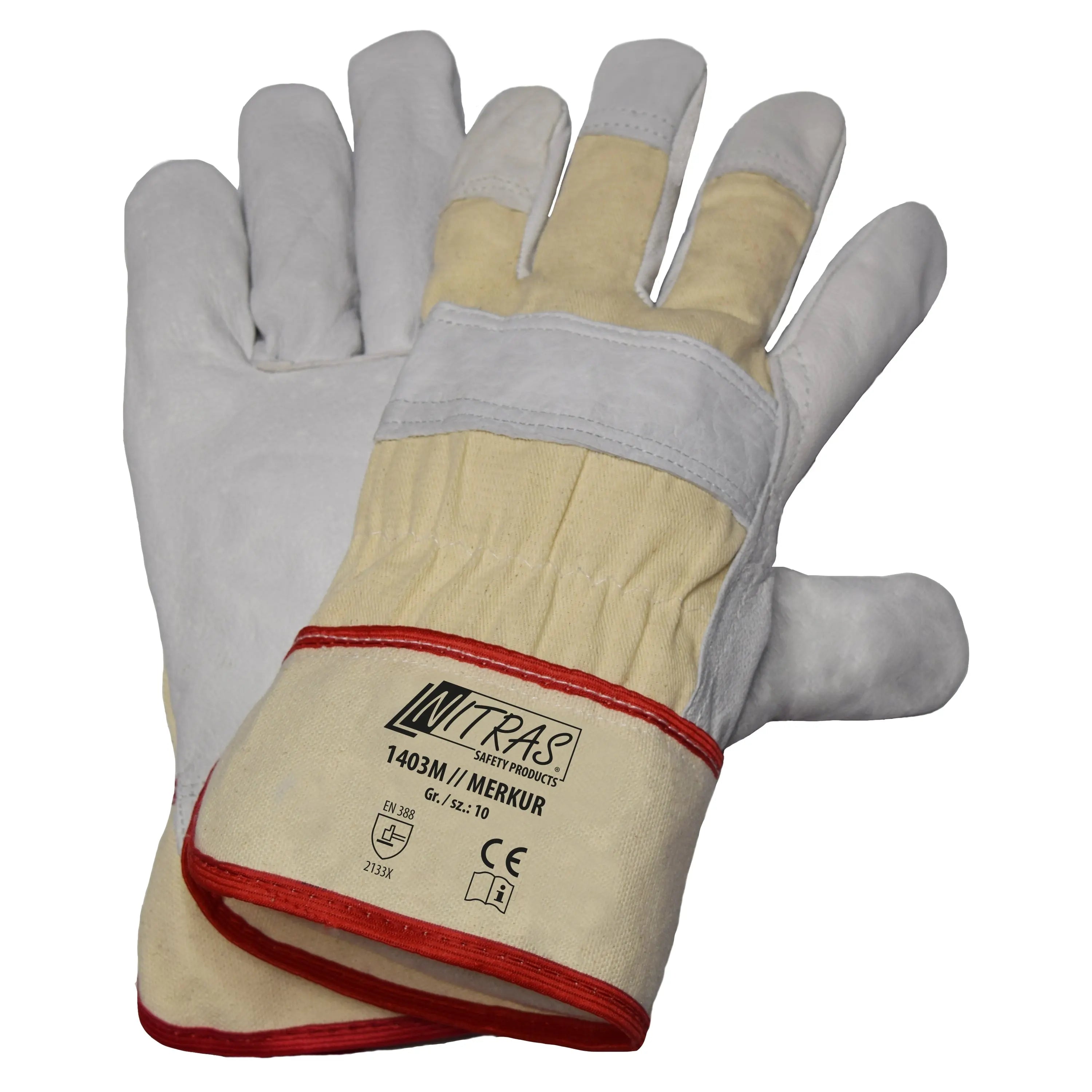 NITRAS MERKUR, Rindvolllederhandschuhe, naturfarben / grau, EN 388 - KERA Arbeitsschutz