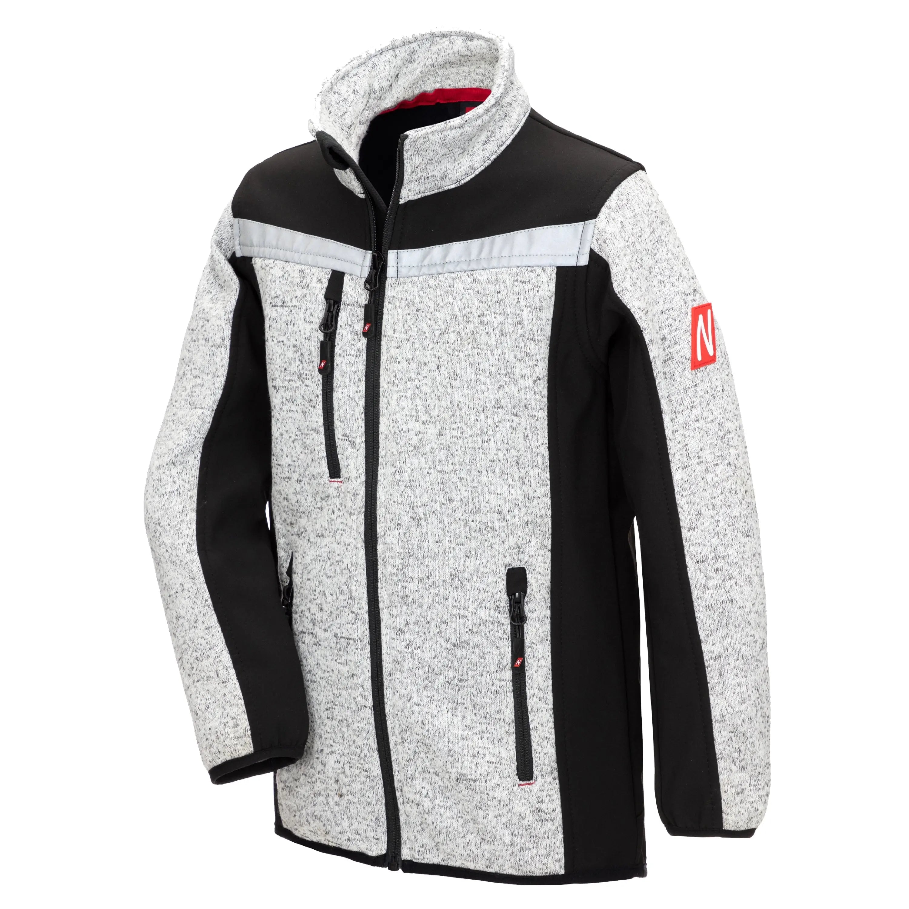 NITRAS MOTION TEX KIDS, Strick-Softshelljacke, hellgrau / schwarz - KERA Arbeitsschutz