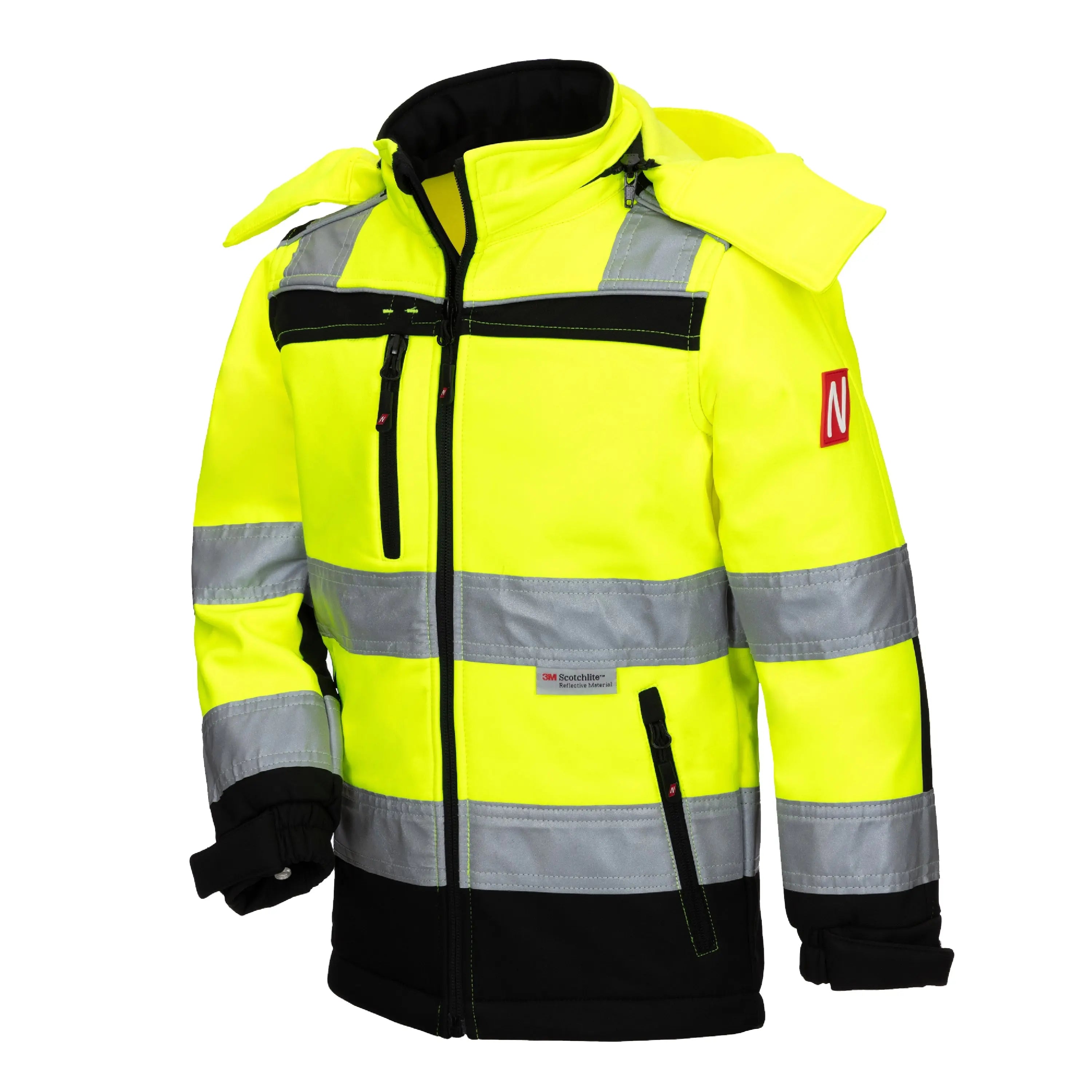 NITRAS MOTION TEX KIDS, Warnschutz-Softshelljacke, neongelb / schwarz, EN ISO 13688, EN 1150 - KERA Arbeitsschutz