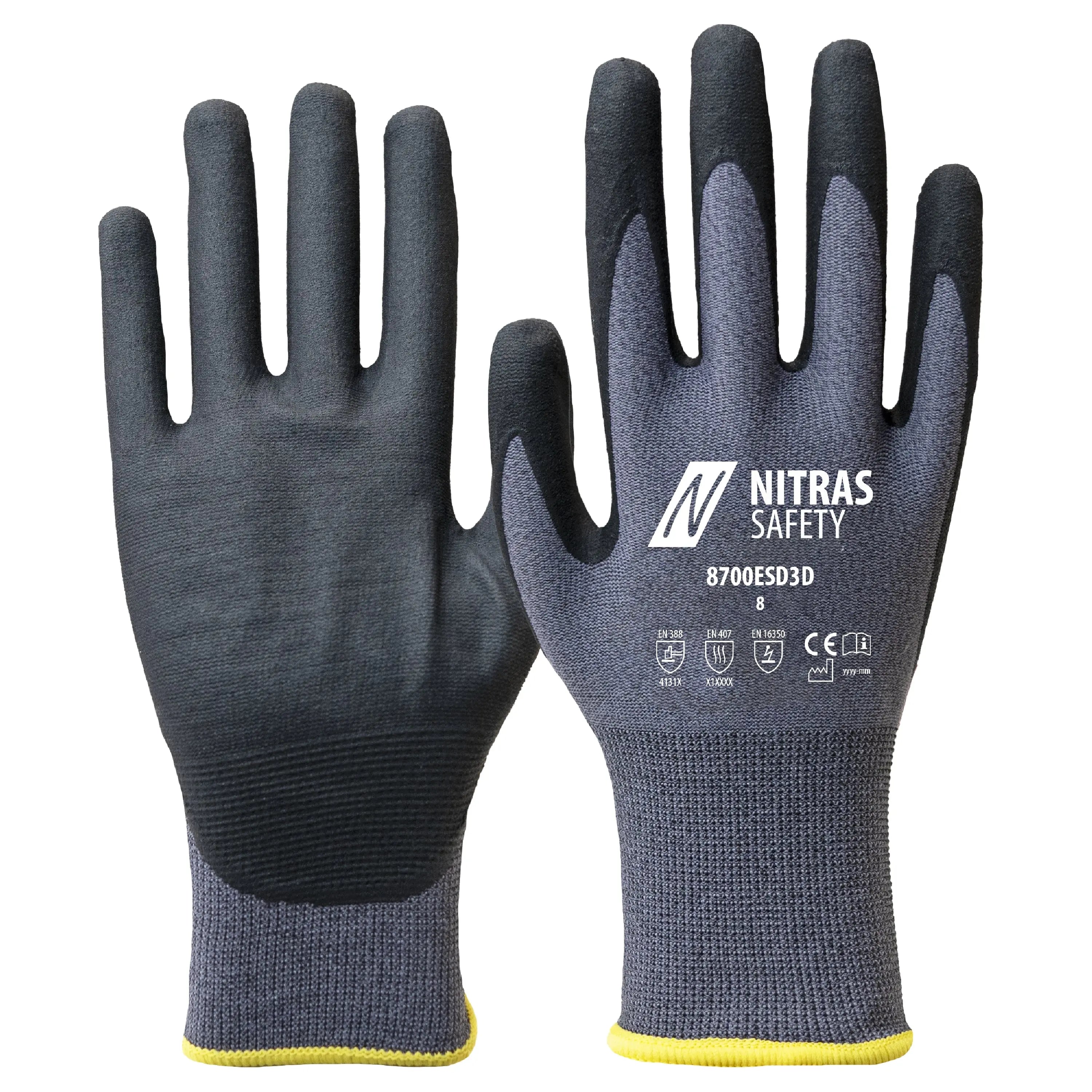 NITRAS Montagehandschuhe, grau / schwarz, EN 388, EN 407, OEKO-TEX - KERA Arbeitsschutz