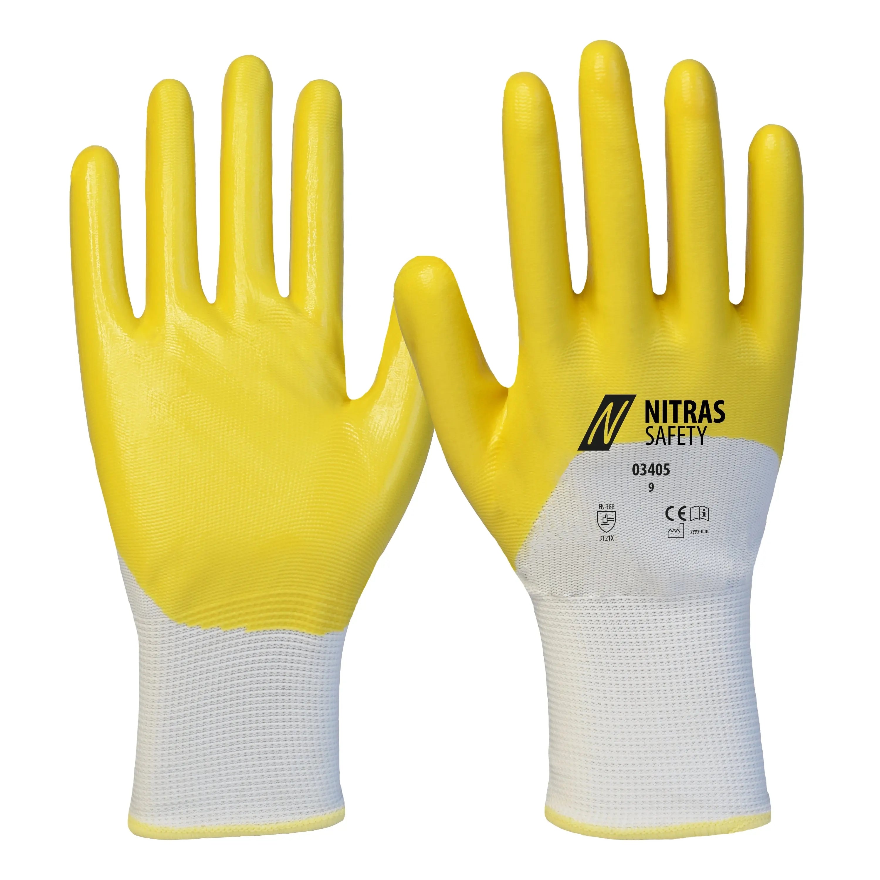 NITRAS Nitrilhandschuhe, weiß / gelb, EN 388 - KERA Arbeitsschutz