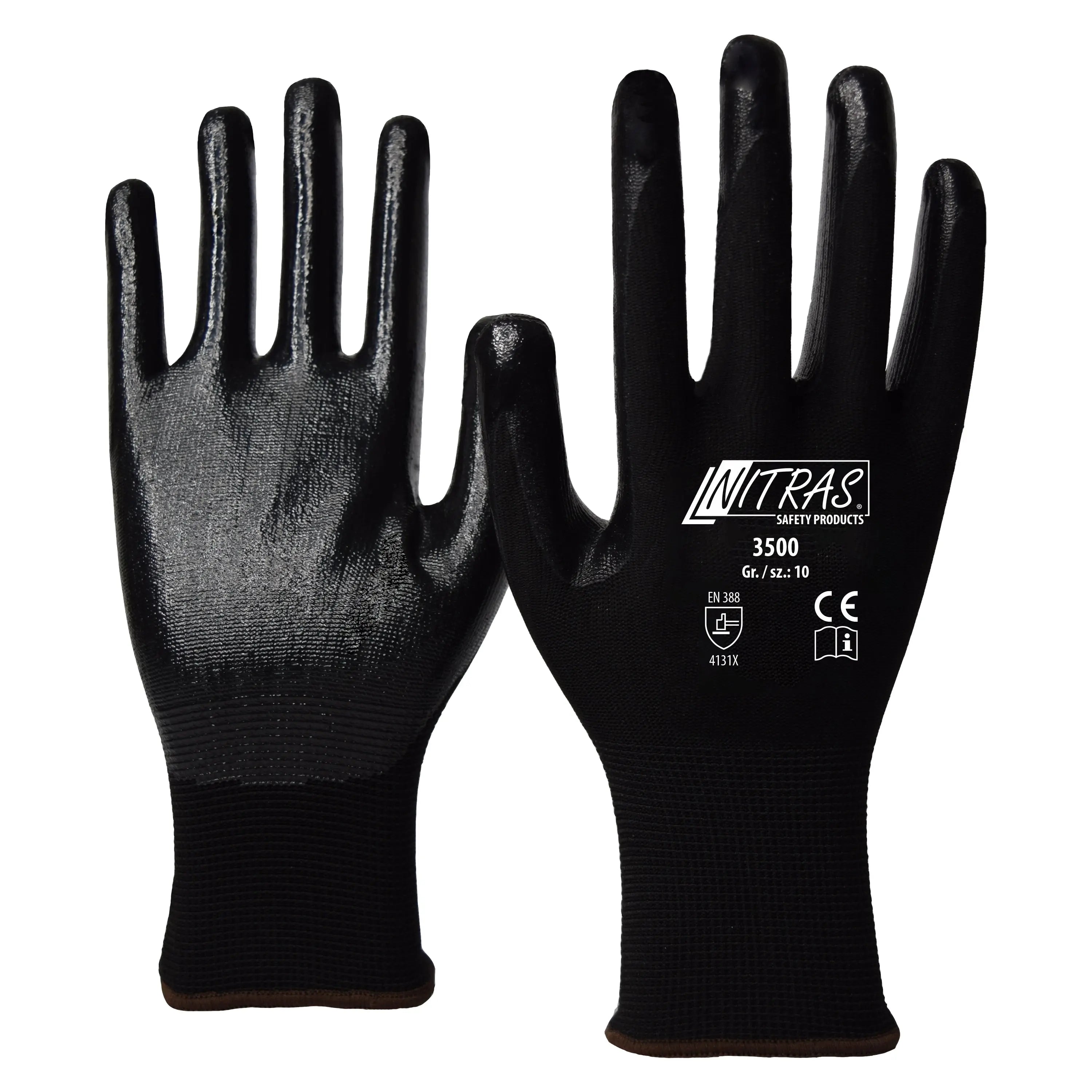 NITRAS Nylonhandschuhe, schwarz / schwarz, EN 388 - KERA Arbeitsschutz