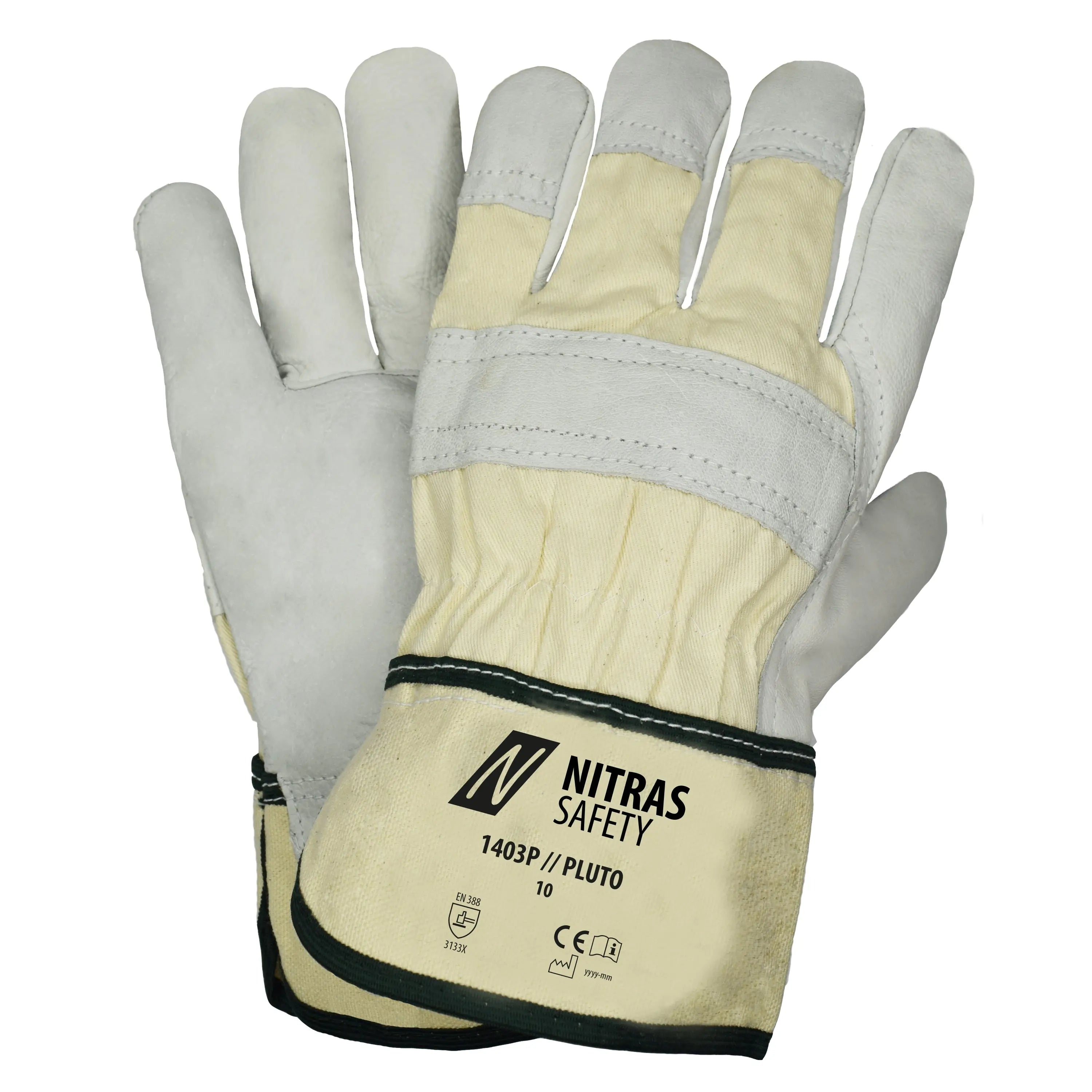 NITRAS PLUTO, Rindvolllederhandschuhe, naturfarben / grau, EN 388 - KERA Arbeitsschutz