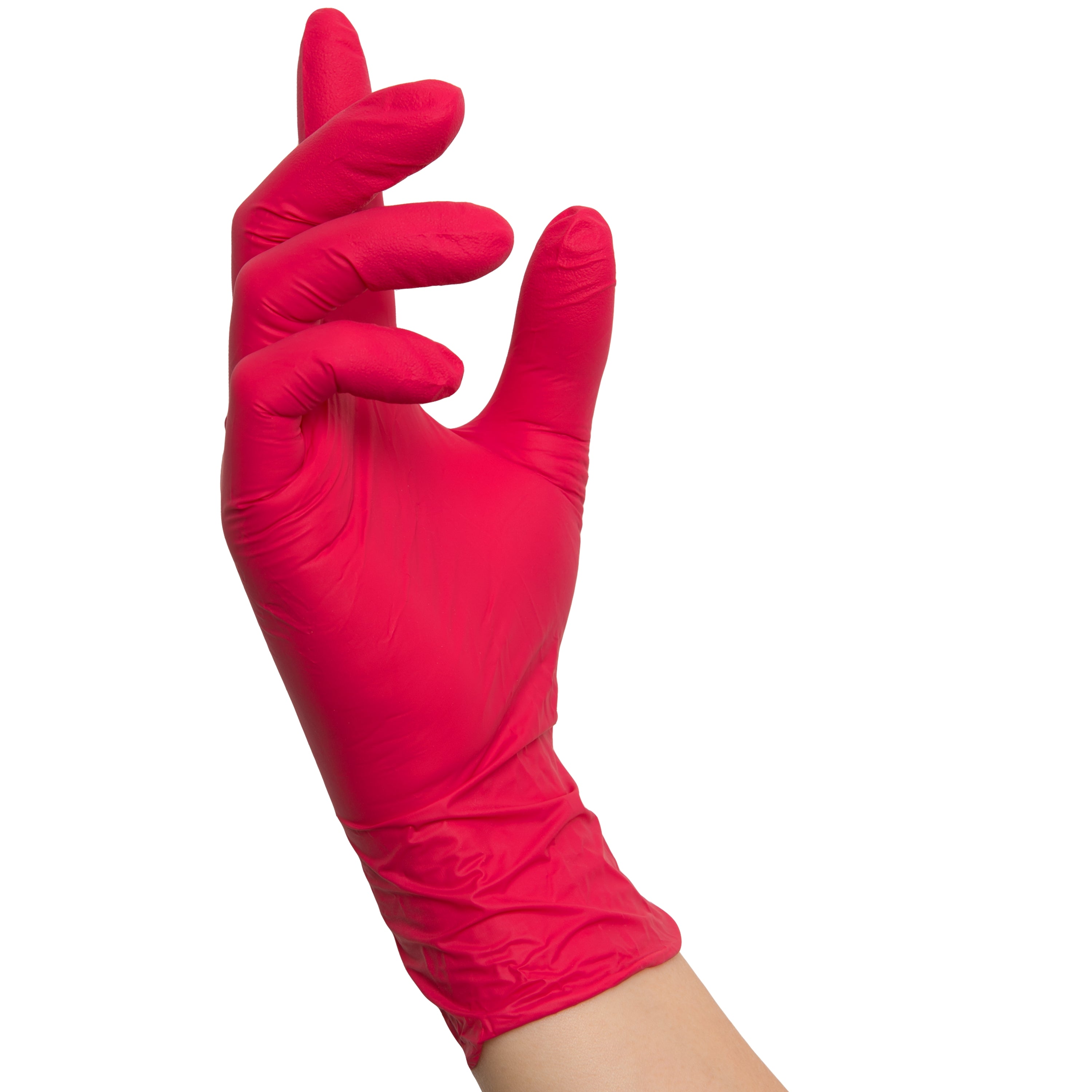 NITRAS RED WAVE, Nitril-Einmalhandschuhe, rot, EN 455, EN ISO 21420, EN ISO 374, EN 421, Box à 100 Stück 