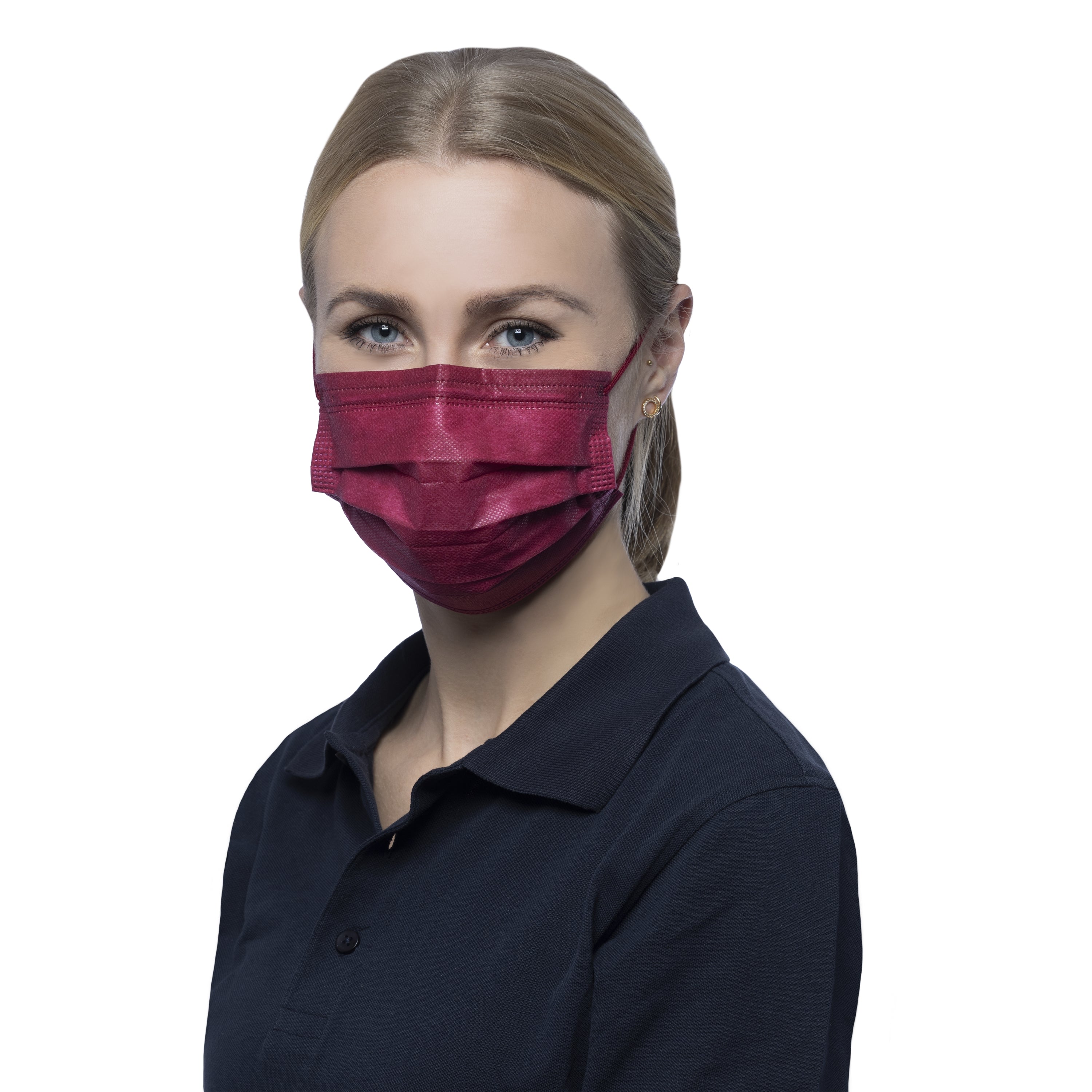 NITRAS SOFT PROTECT PLUS, medizinische Gesichtsmaske, bordeaux, EN 14683, Box à 50 Stück 