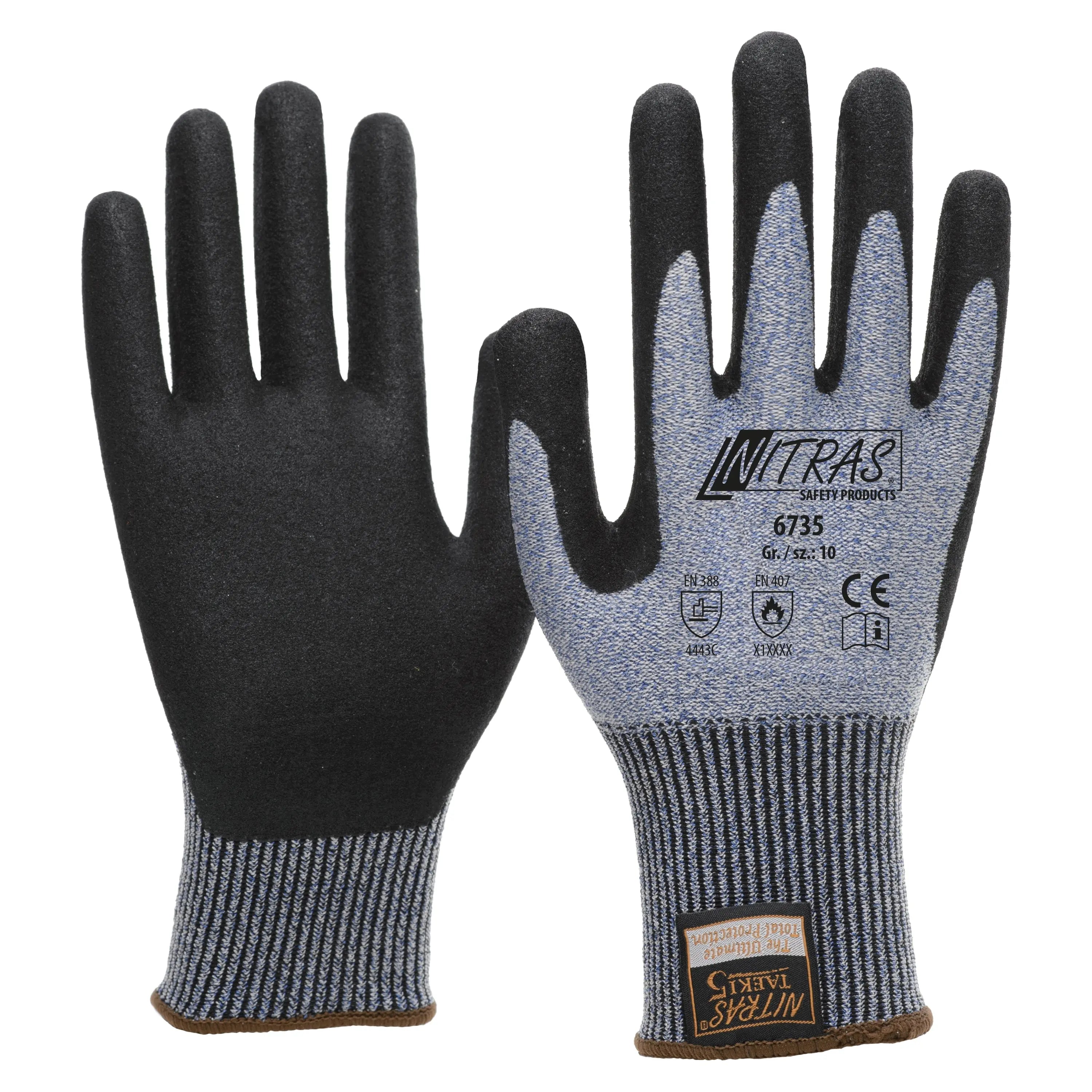 NITRAS TAEKI Schnittschutzhandschuhe, blau / schwarz, EN 388, EN 407 - KERA Arbeitsschutz