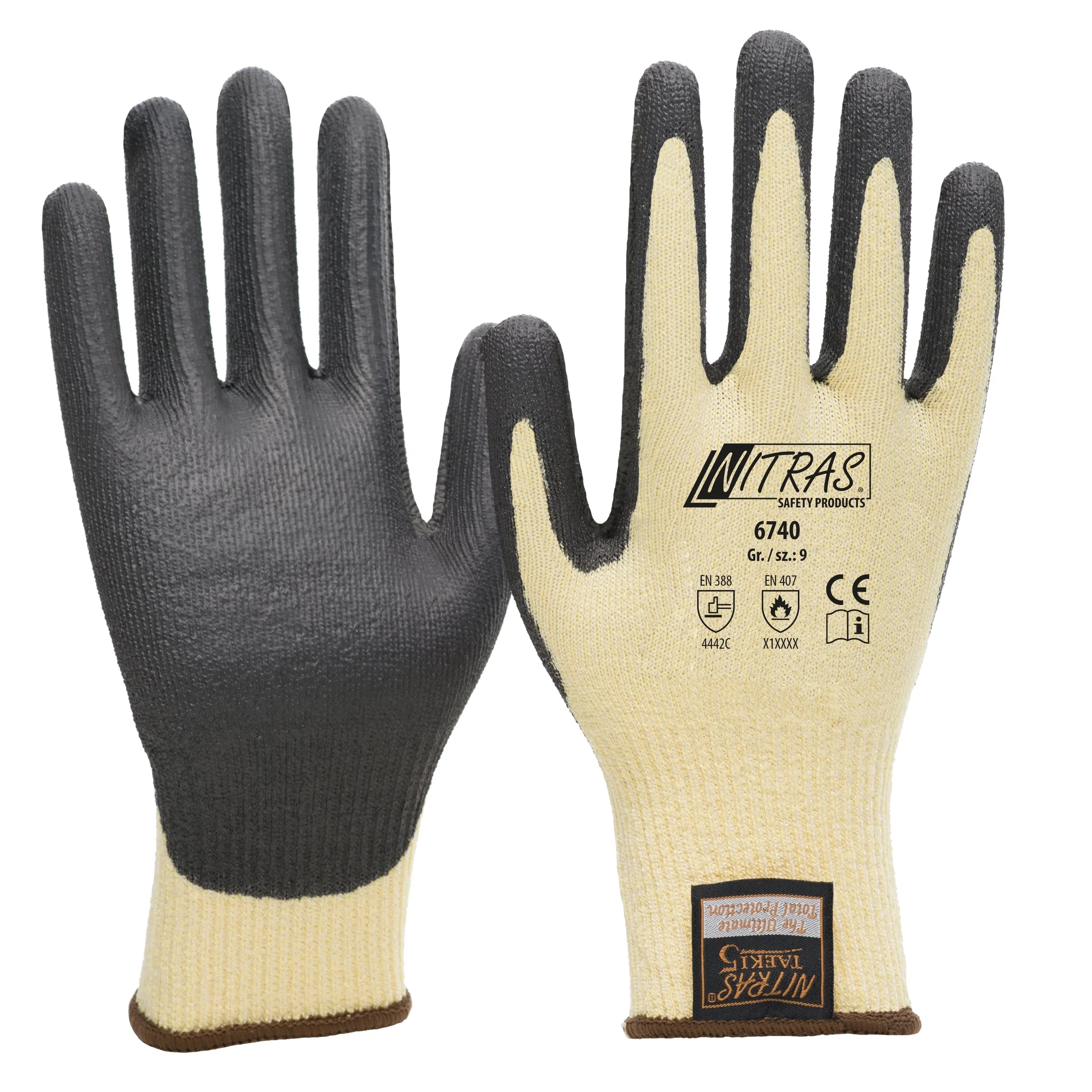 NITRAS TAEKI Schnittschutzhandschuhe, gelb / schwarz, EN 388, EN 407 - KERA Arbeitsschutz