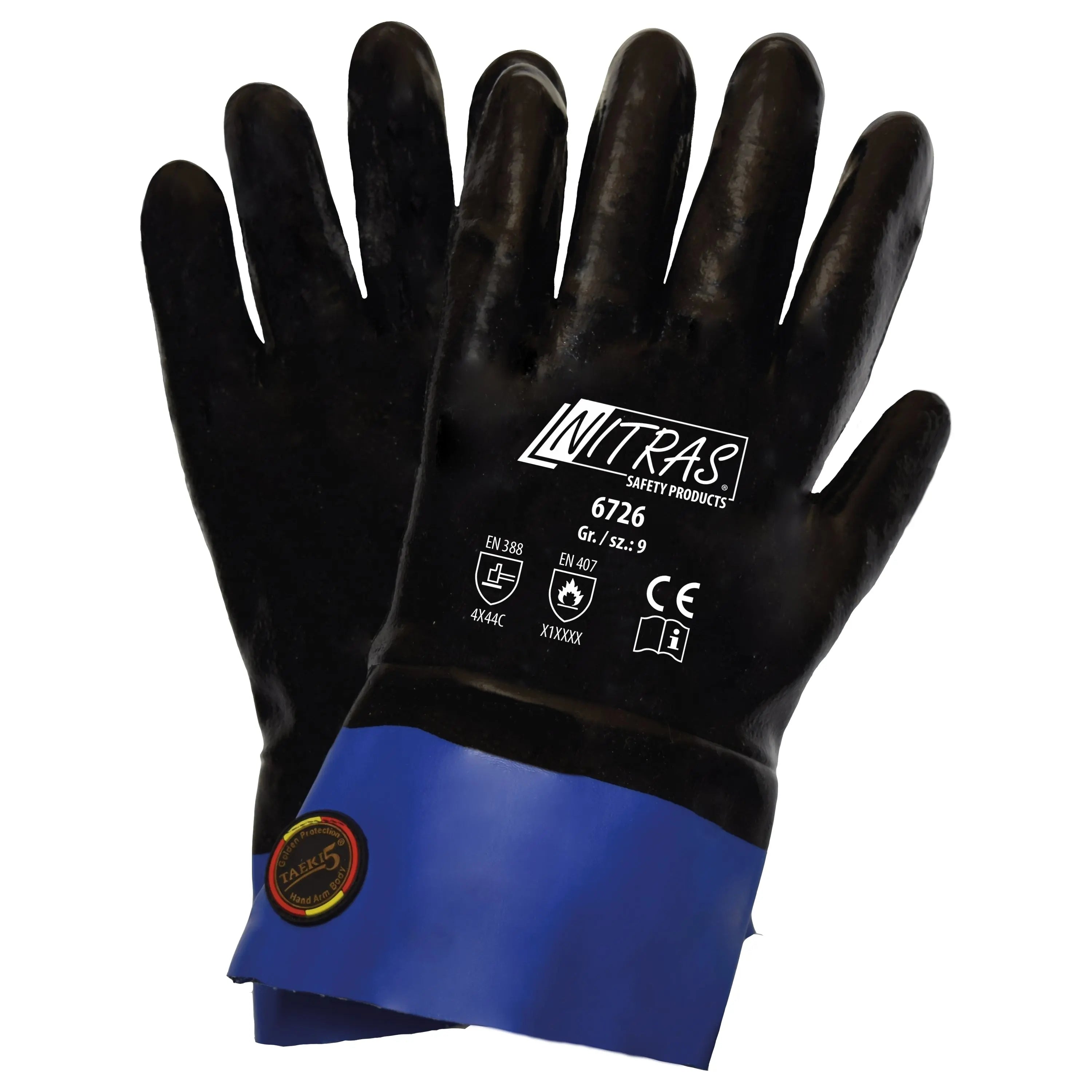 NITRAS TAEKI Schnittschutzhandschuhe, grau / naturfarben / schwarz, EN 388, EN 407 - KERA Arbeitsschutz
