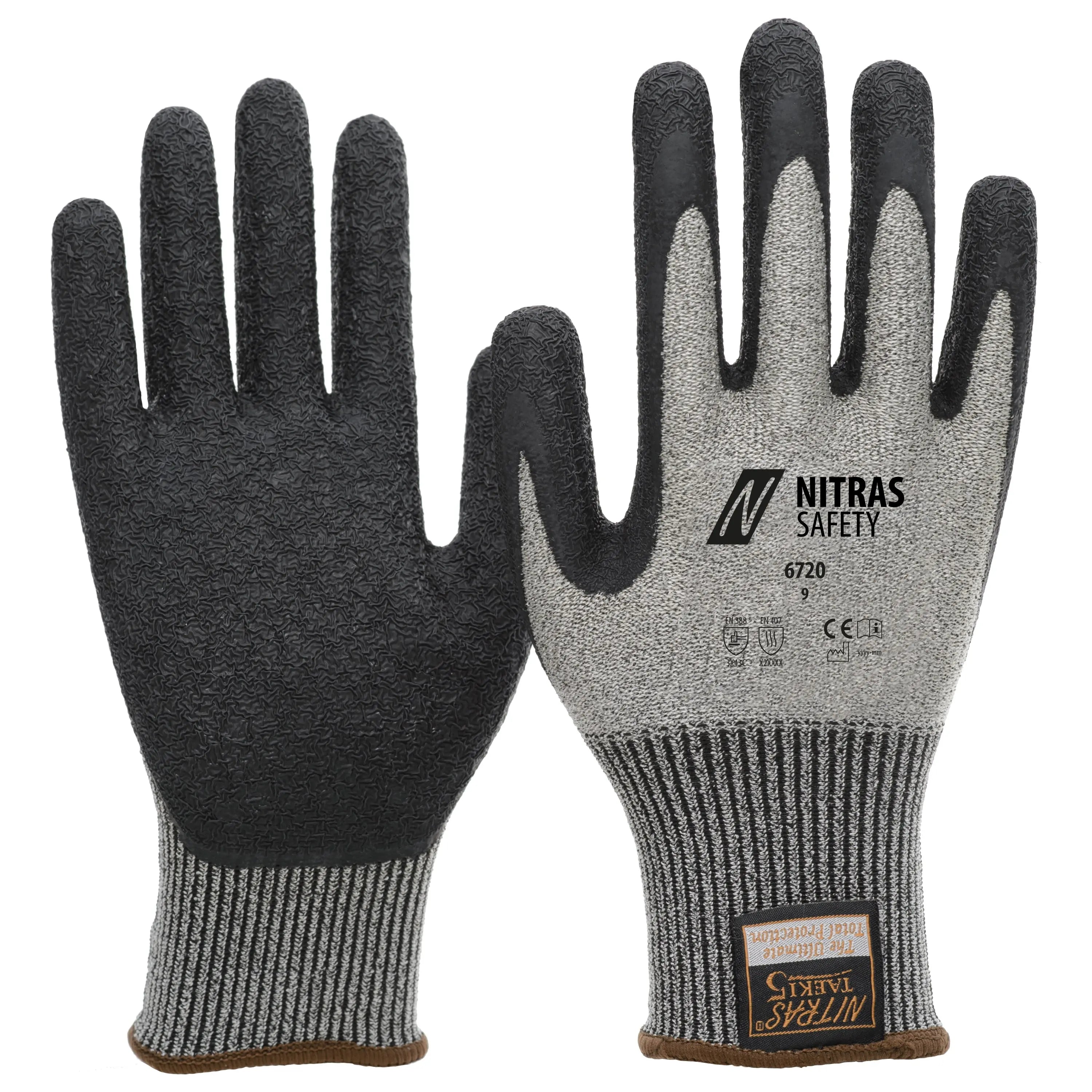 NITRAS TAEKI Schnittschutzhandschuhe, grau / schwarz, EN 388, EN 407 - KERA Arbeitsschutz