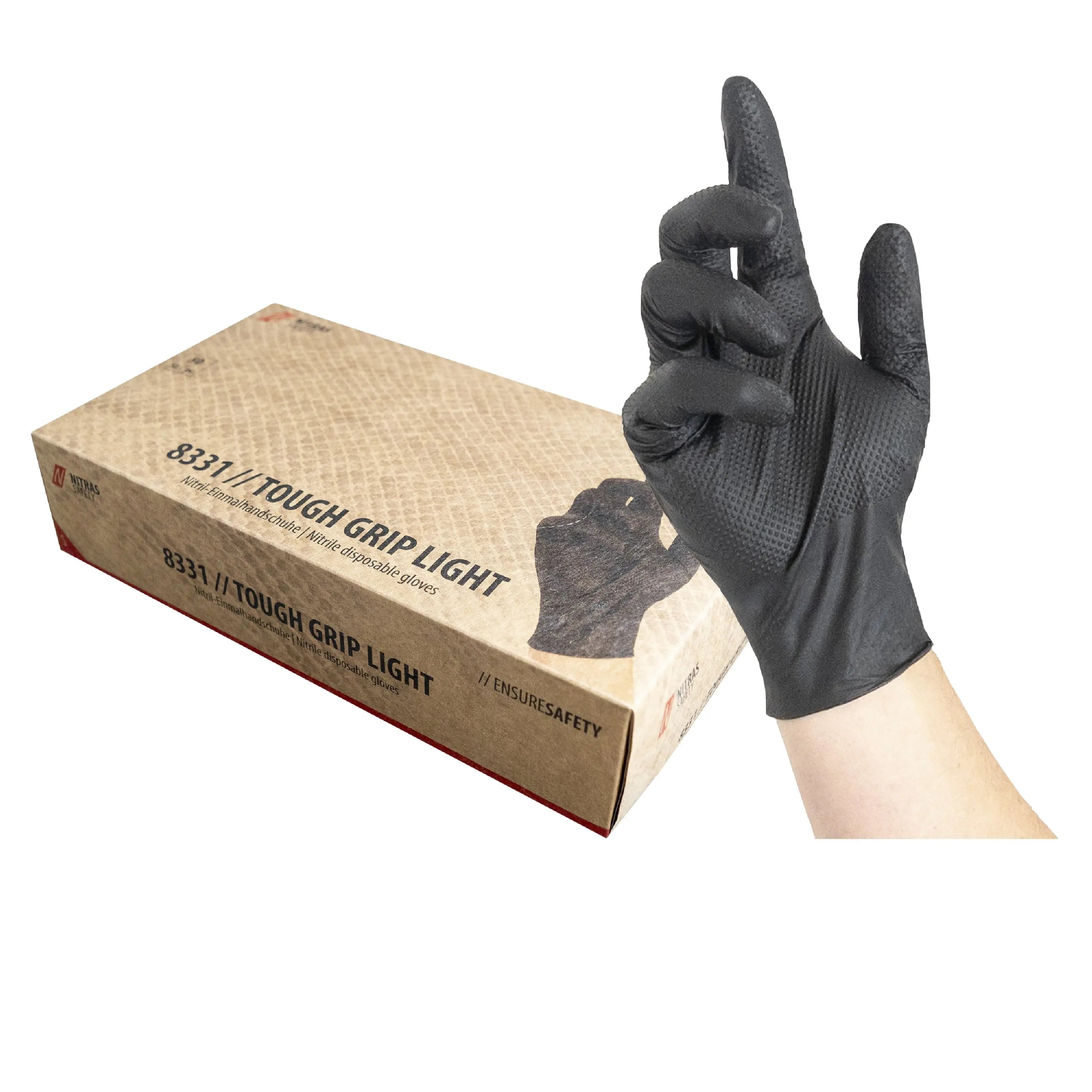 NITRAS TOUGH GRIP LIGHT, Nitril-Einmalhandschuhe, schwarz, EN ISO 374, Box à 50 Stück - KERA Arbeitsschutz