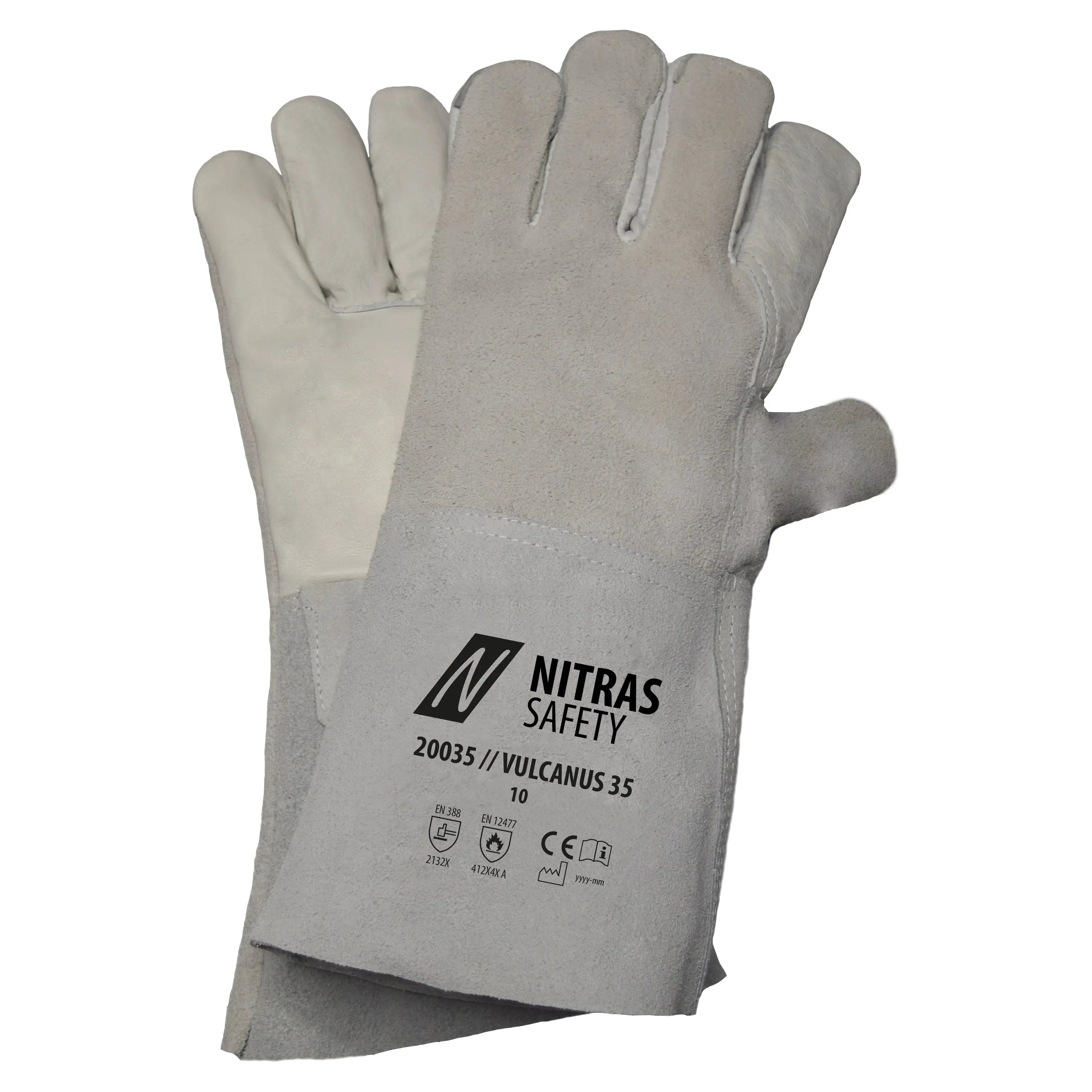 NITRAS VULCANUS 35, Schweißerhandschuhe, grau / grau, EN 388, EN 12477 - KERA Arbeitsschutz