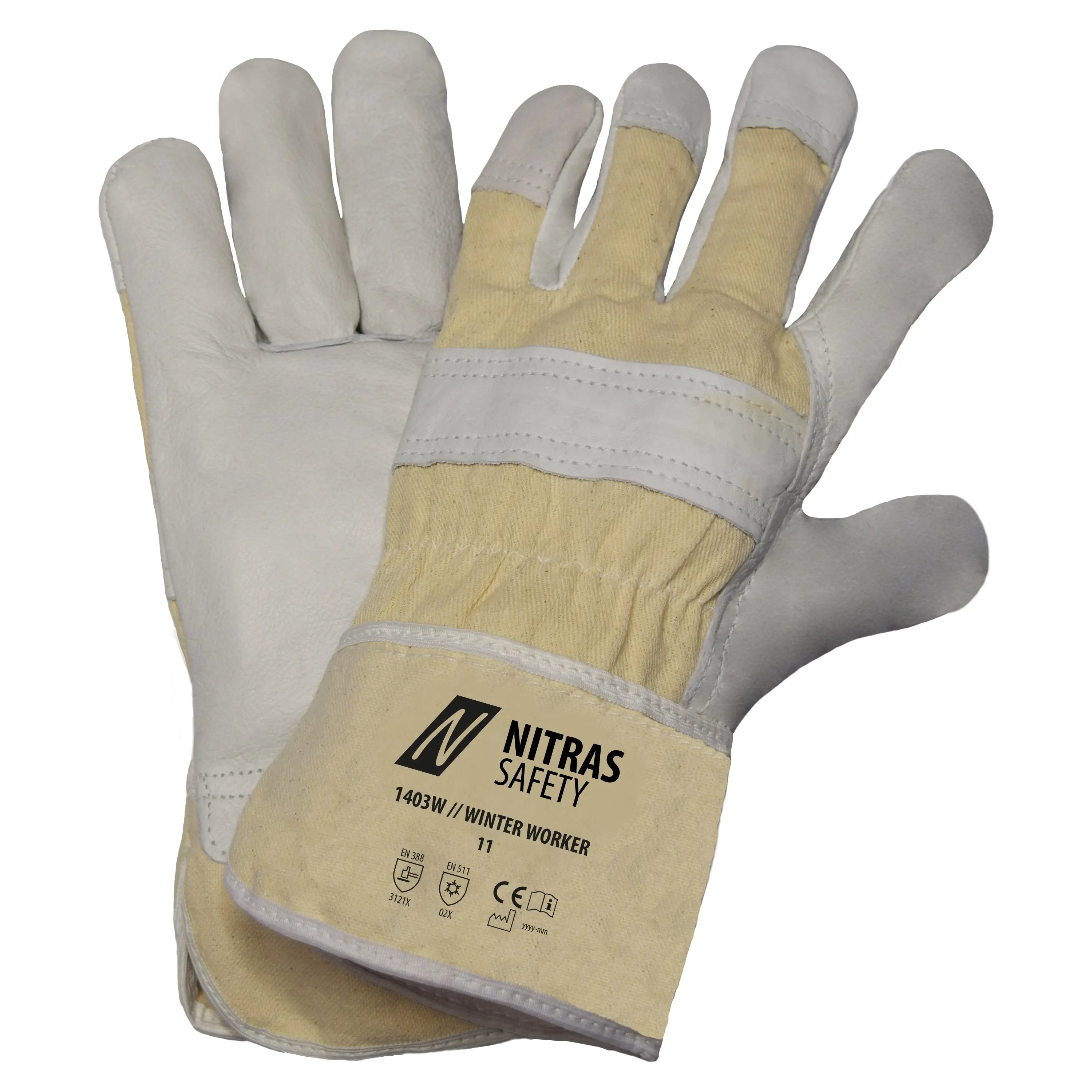 NITRAS WINTER WORKER, Winterhandschuhe, naturfarben | grau, EN 388, EN 511 - KERA Arbeitsschutz