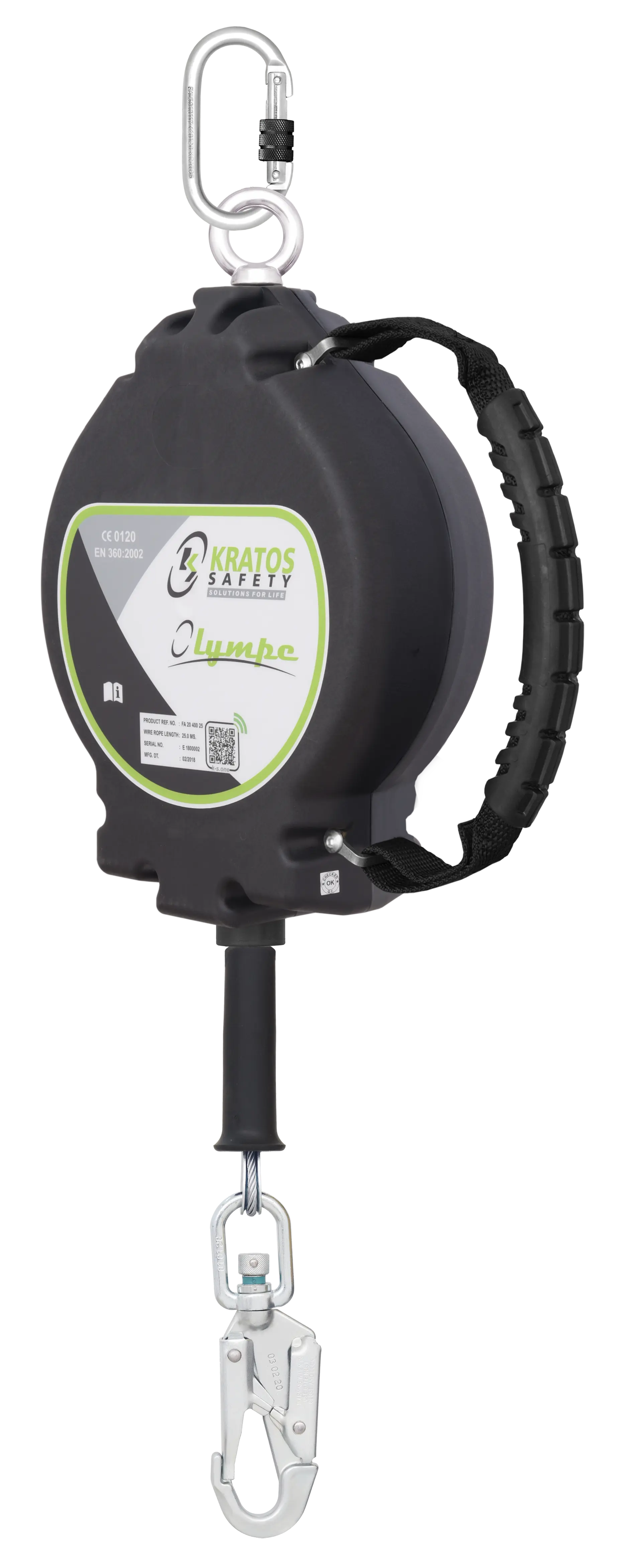 OLYMPE - Höhensicherungsgerät Polymergehäuse mit verzinktem Stahlseil Länge 25 m 