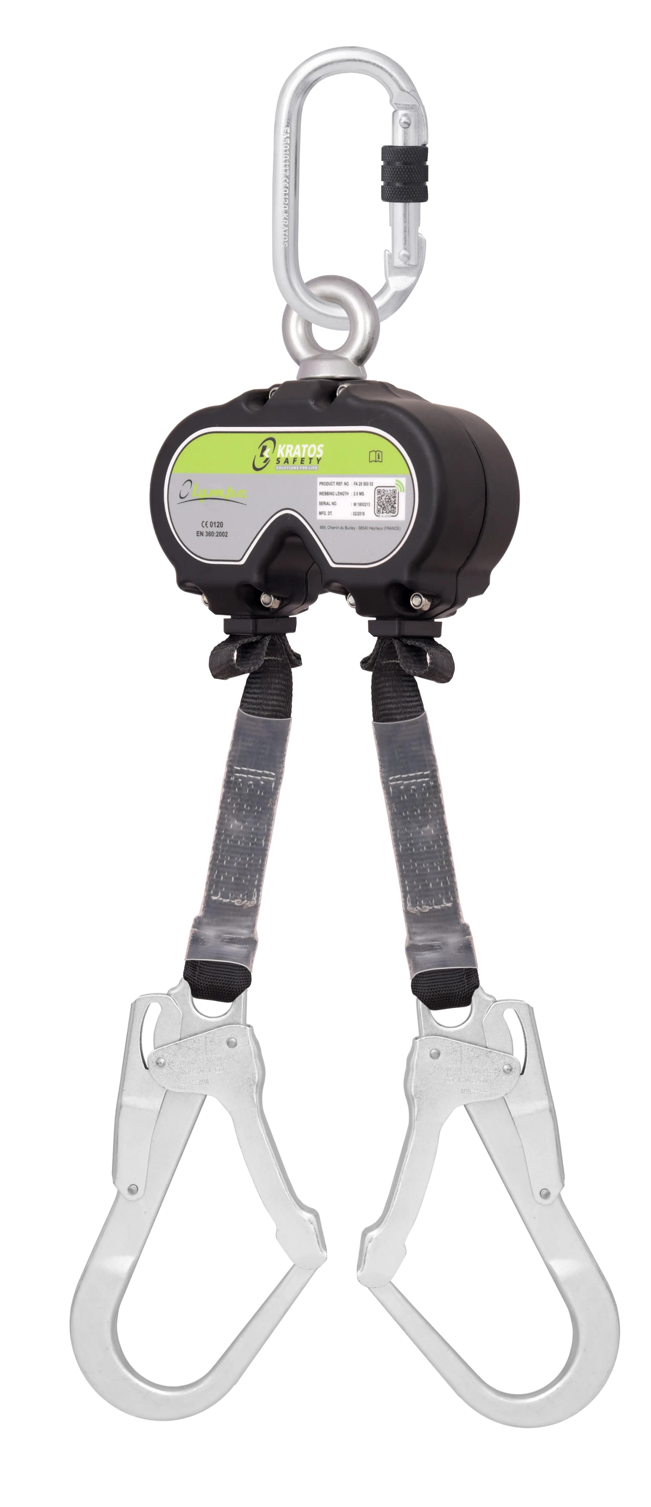 OLYMPE-  Twin-Höhensicherungsgerät Aluminiumgehäuse mit Gurtband Länge 2 m