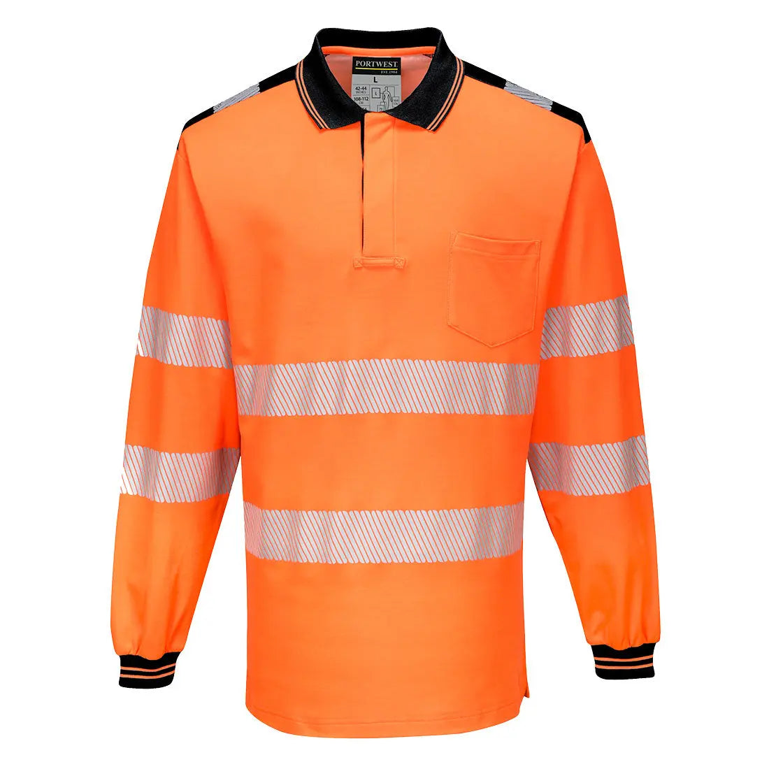 PW3 Warnschutz Cotton Comfort Polo-Shirt, langarm  T184 - KERA Arbeitsschutz