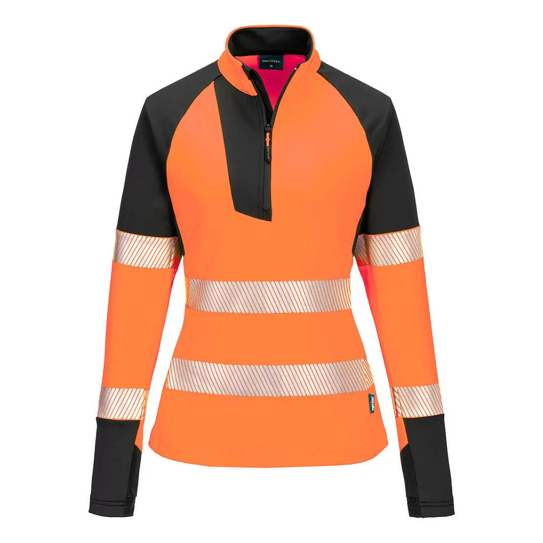 PW3 Warnschutz Damen Sweatshirt 1/4 Reißverschluss T173 - KERA Arbeitsschutz
