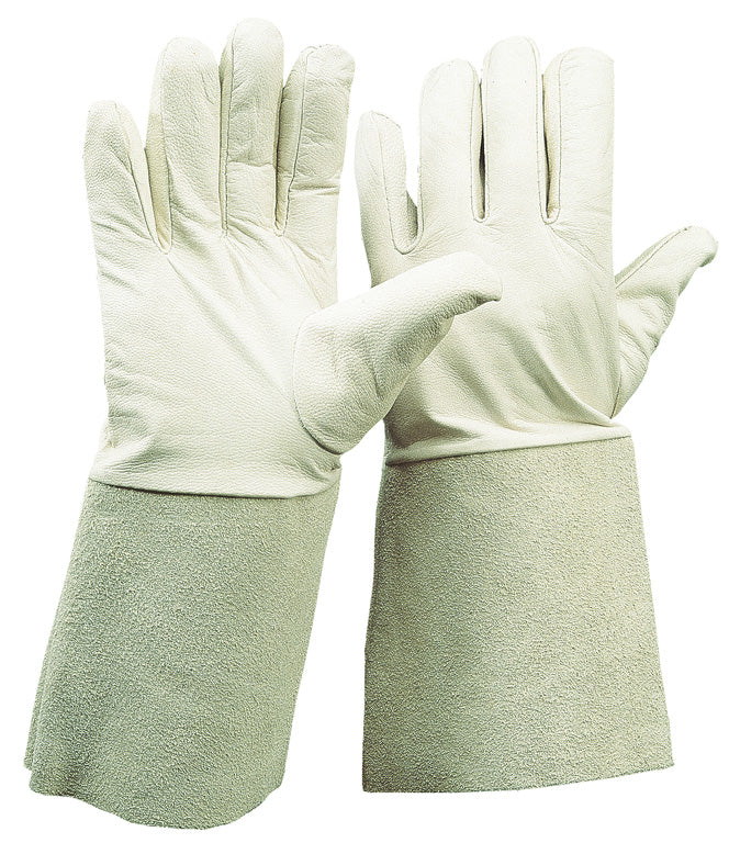 Schaf-Nappalederhandschuh mit Rindspaltleder-Stulpe 