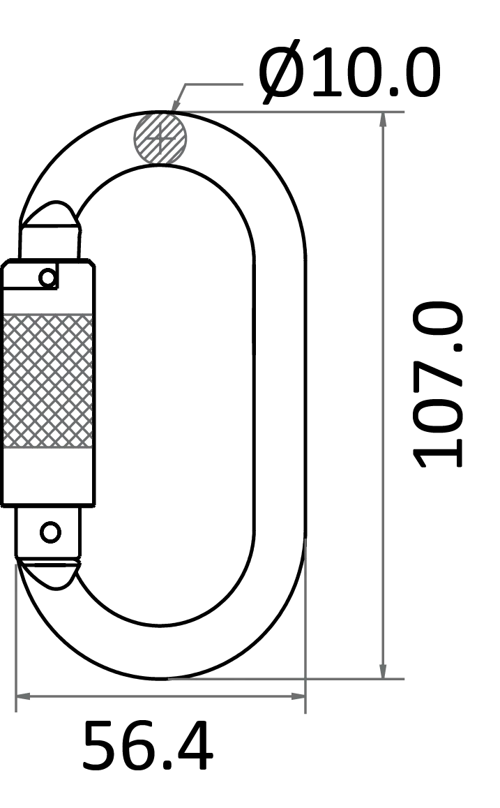 Stahlkarabiner mit Automatikverschluss Vierteldrehung (Twist-Lock) mit 16 mm Öffnungsweite