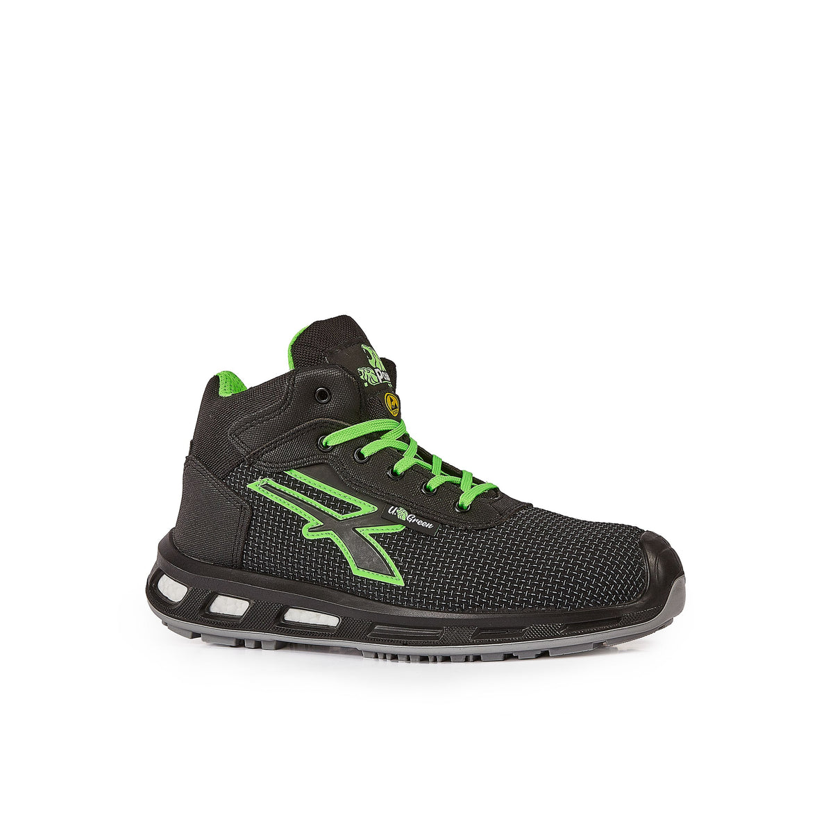 U-Power Sicherheitshochschuhe S3S VENTURA s ESD BLACK / VERDE FLUO