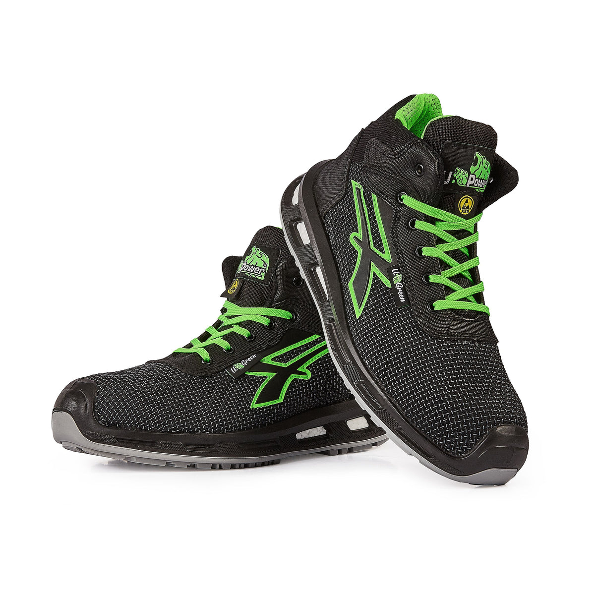 U-Power Sicherheitshochschuhe S3S VENTURA s ESD BLACK / VERDE FLUO