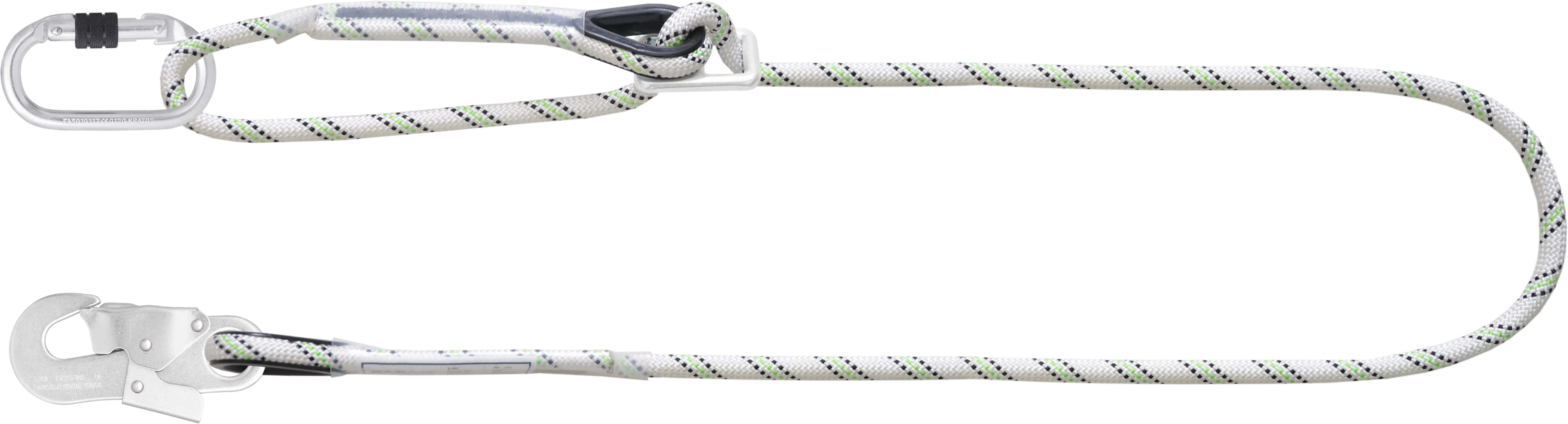 Verbindungsmittel aus Kernmantelseil zur Arbeitsplatzpositionierung mit Kürzungsschnalle