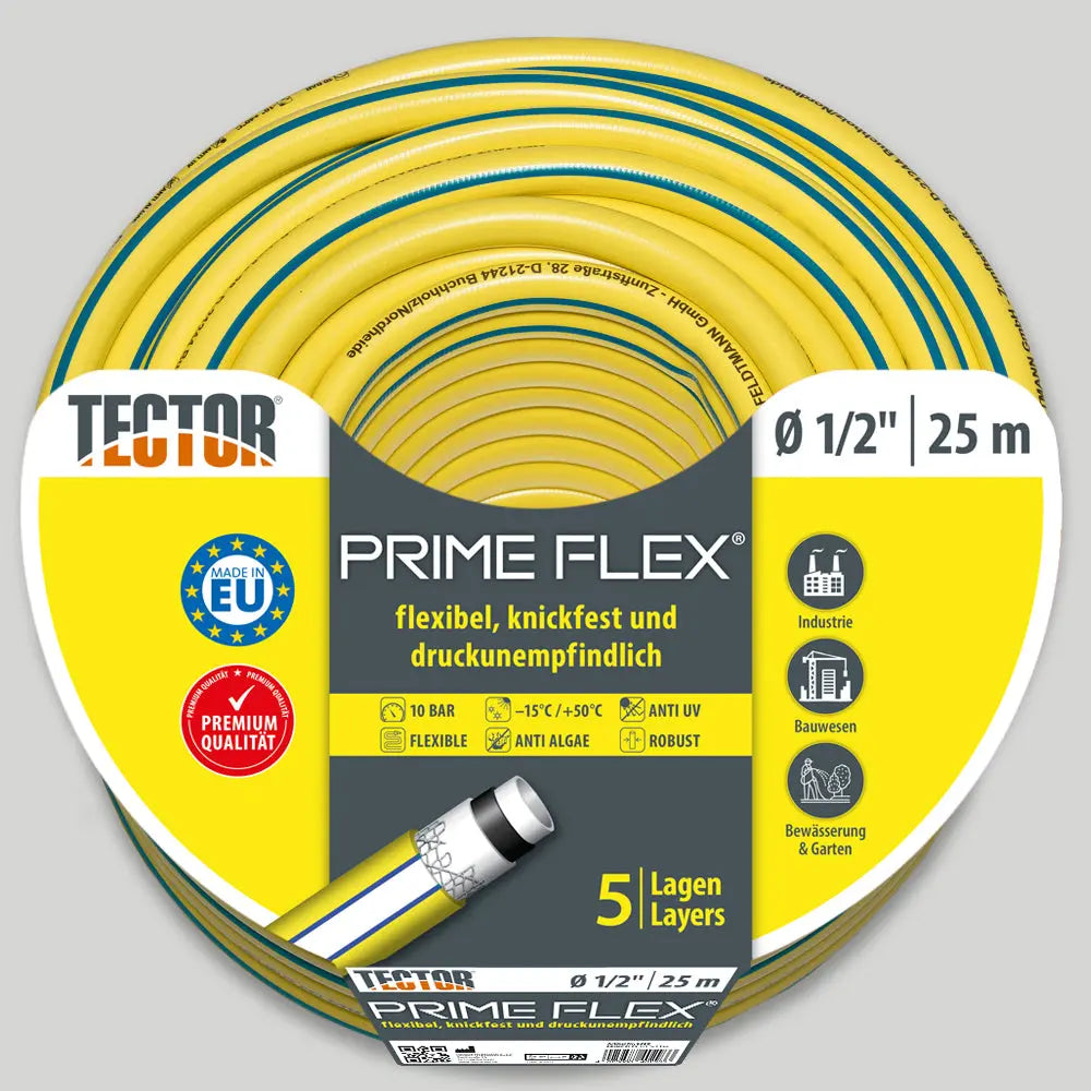 Wasserschlauch PVC Prime Flex 1/2 Konfektionert gelb/blau Tector