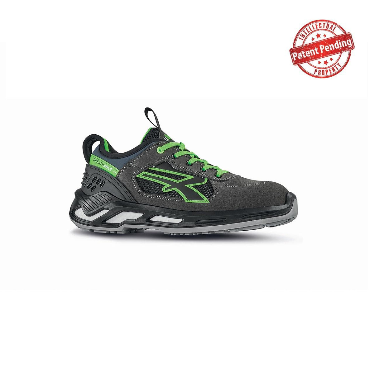 U-Power Sicherheitshalbschuhe S1PS NEGAN s ESD GREY / VERDE FLUO
