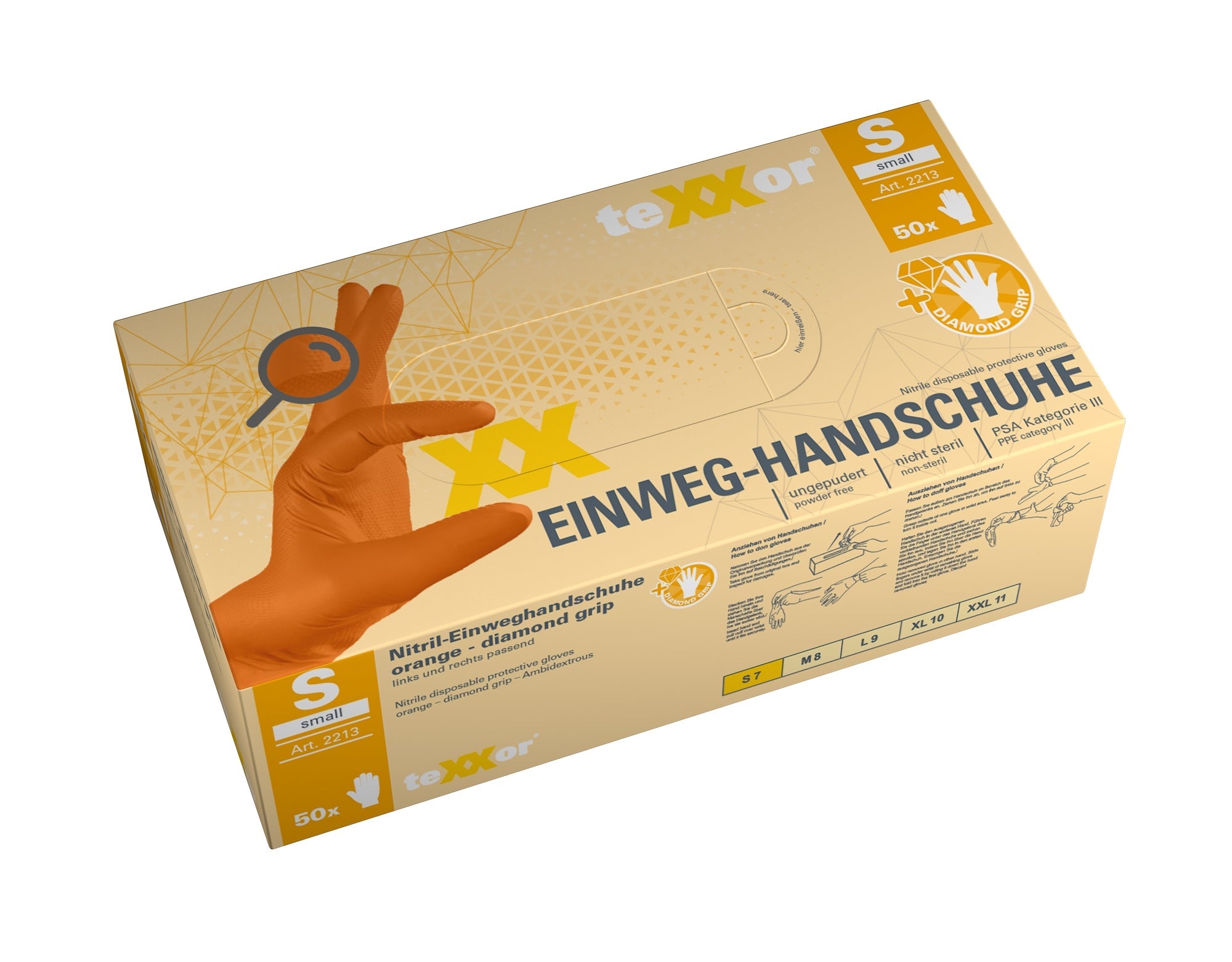 teXXor Nitril Einweg Handschuhe DIAMOND GRIP orange 