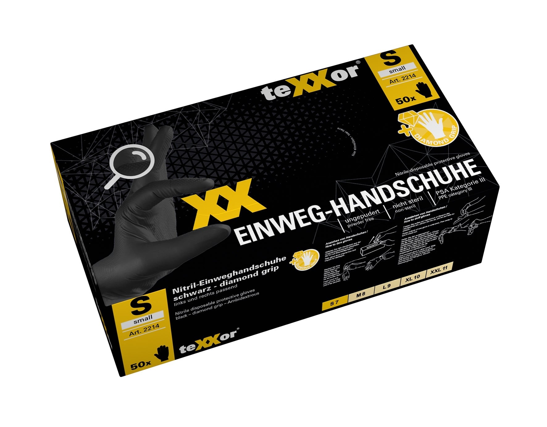 teXXor Nitril-Einweg-Handschuhe DIAMOND GRIP schwarz 