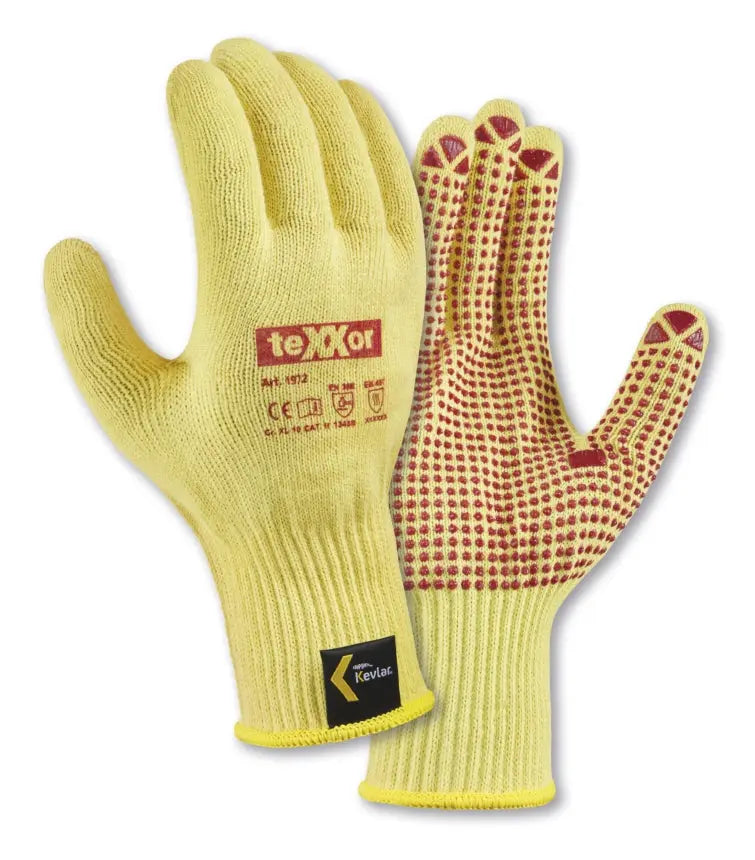 teXXor® Mittelstrick-Handschuhe ARAMID mit Noppen - KERA Arbeitsschutz
