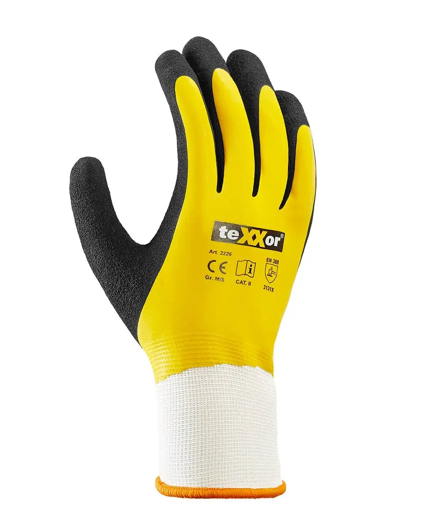 teXXor® Polyester-Strickhandschuhe LATEX GELB - KERA Arbeitsschutz